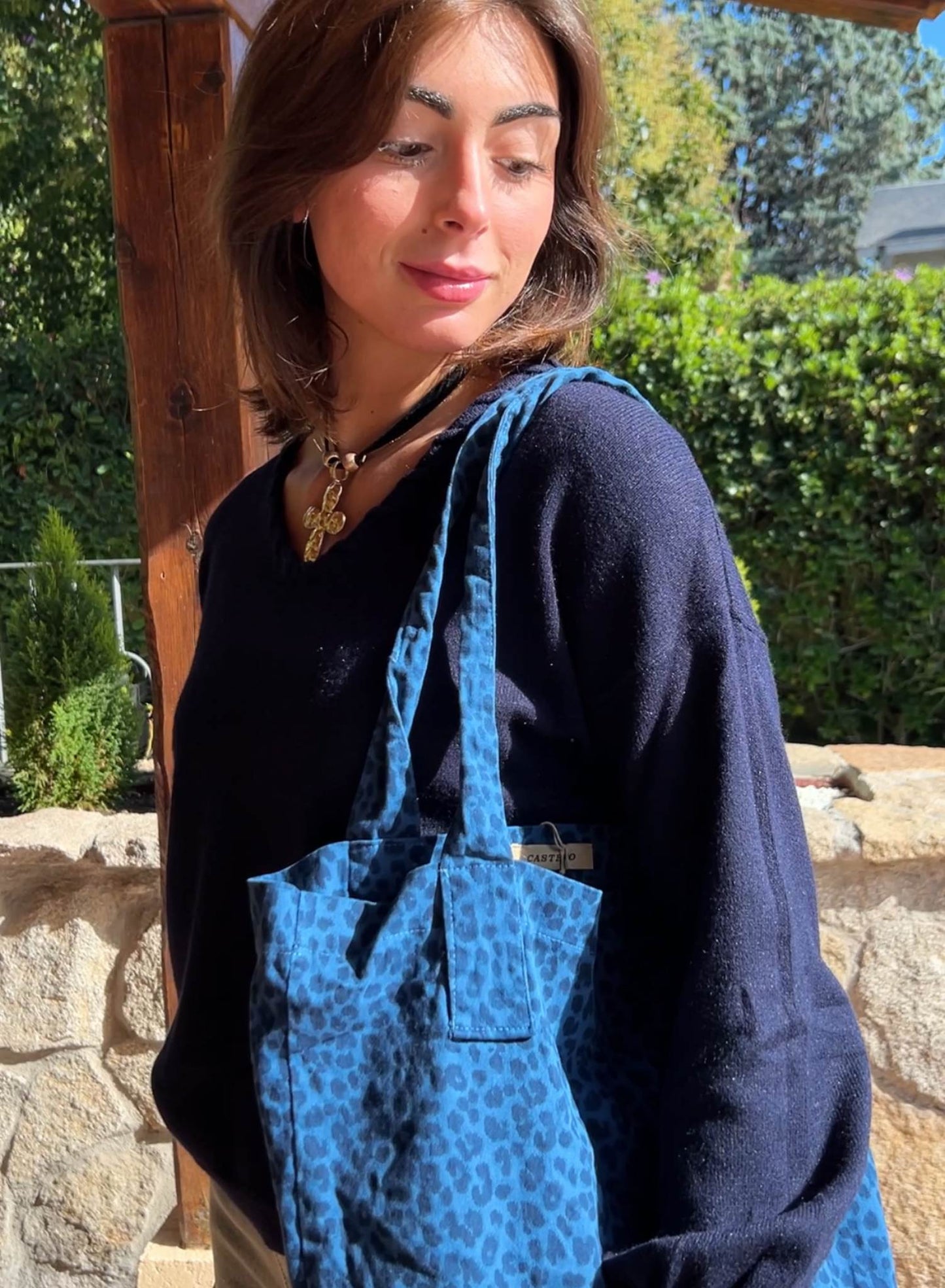 Leopard print cloth bag