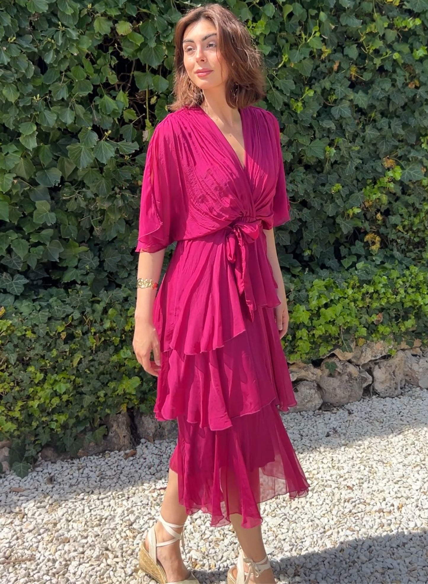 Bougainvillea Silk Dress