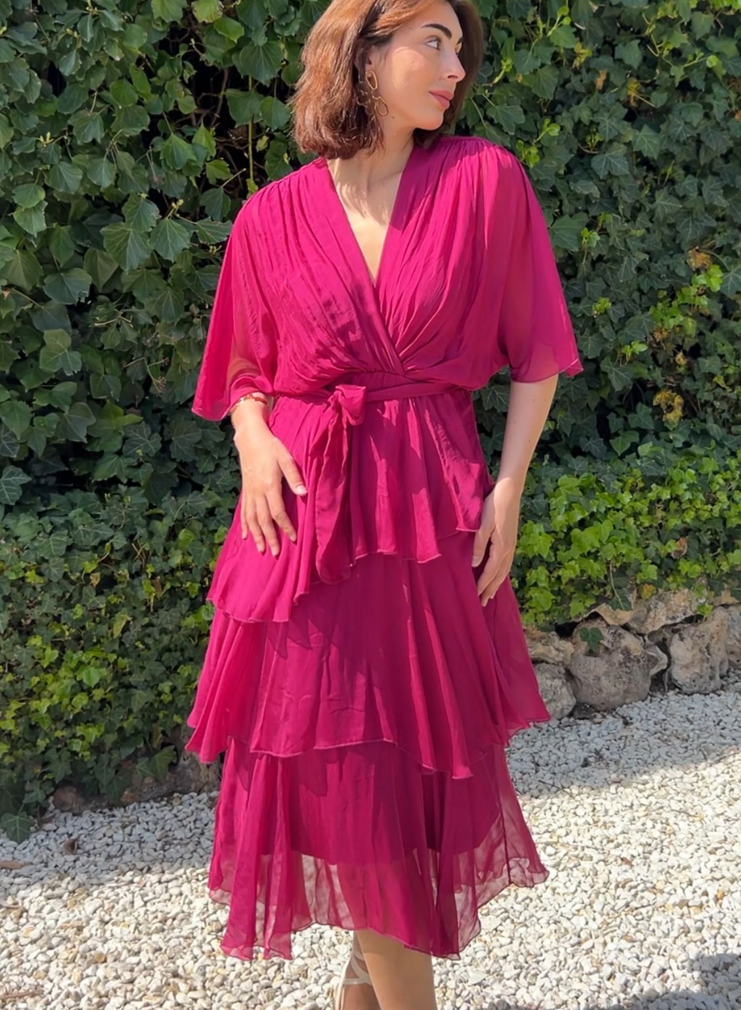 Bougainvillea Silk Dress