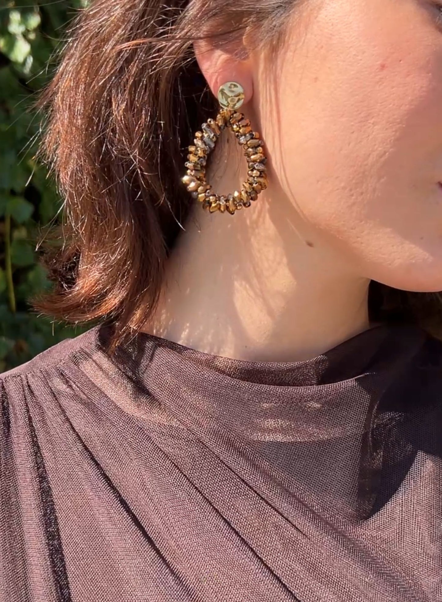 Bronze crystal earrings