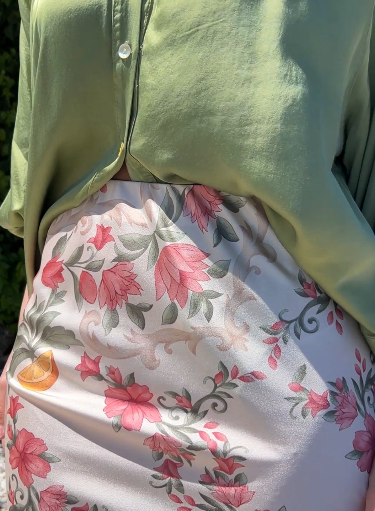 Printed satin skirt