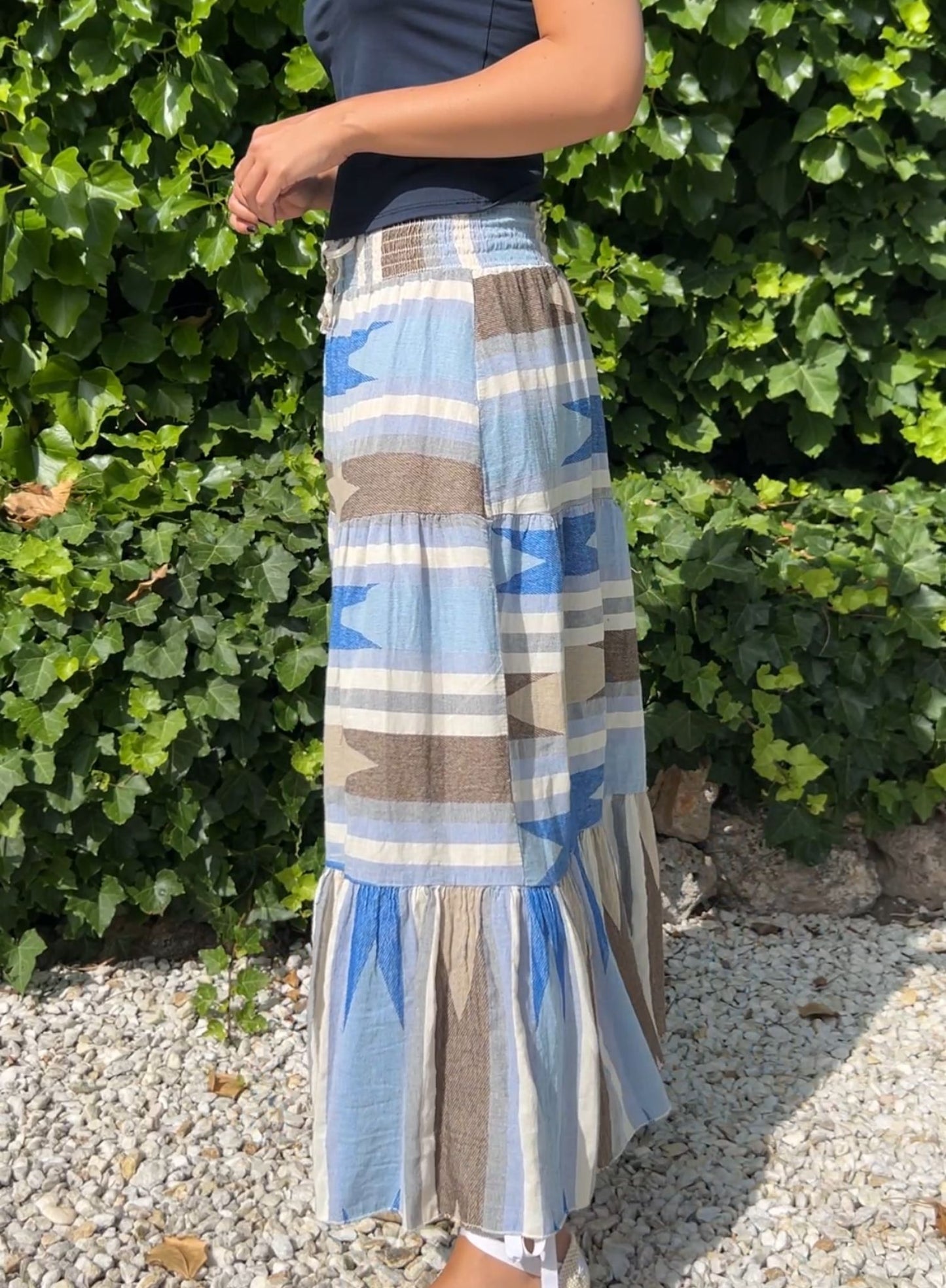Falda étnica azul