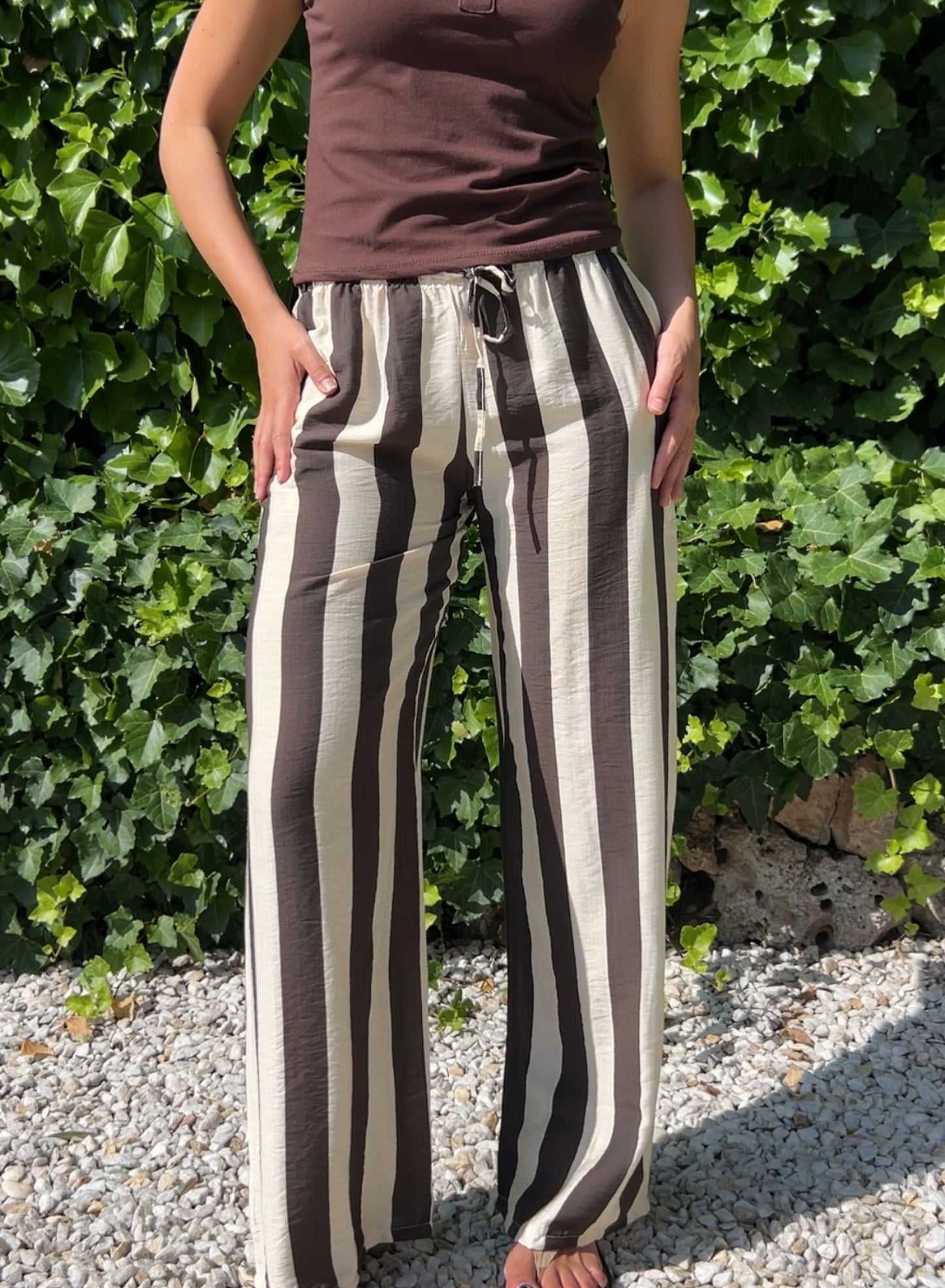 Pantalón rayas choco