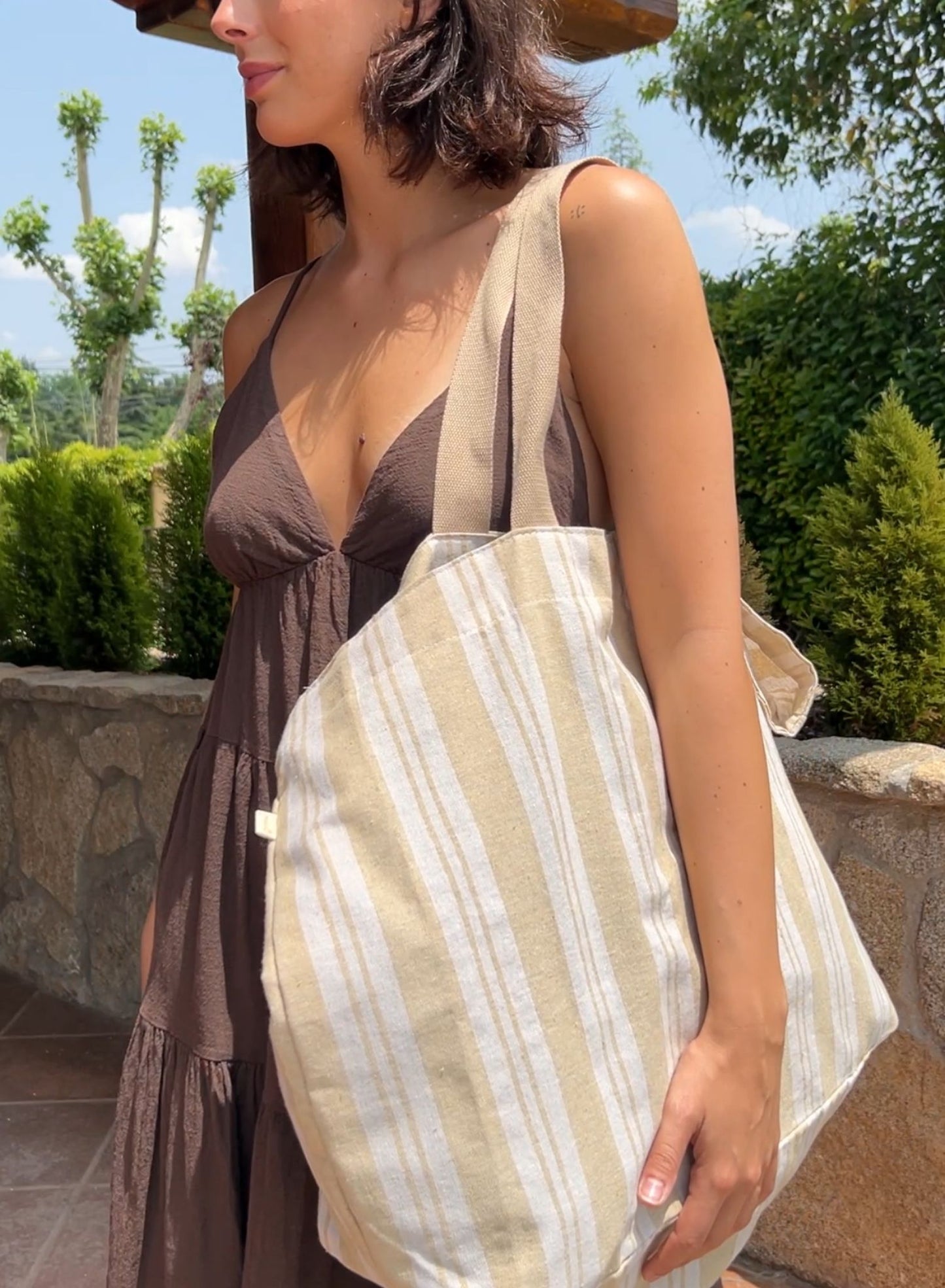 Beige beach bag