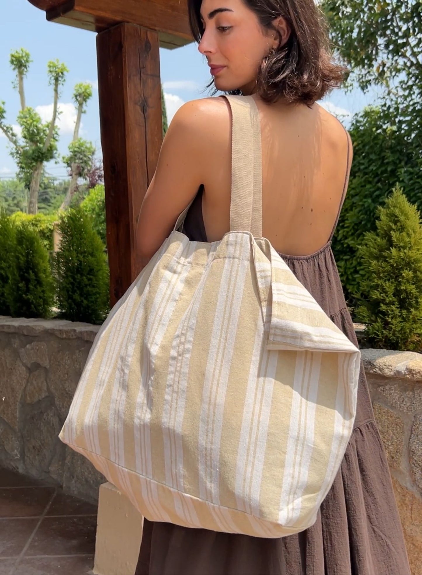 Beige beach bag