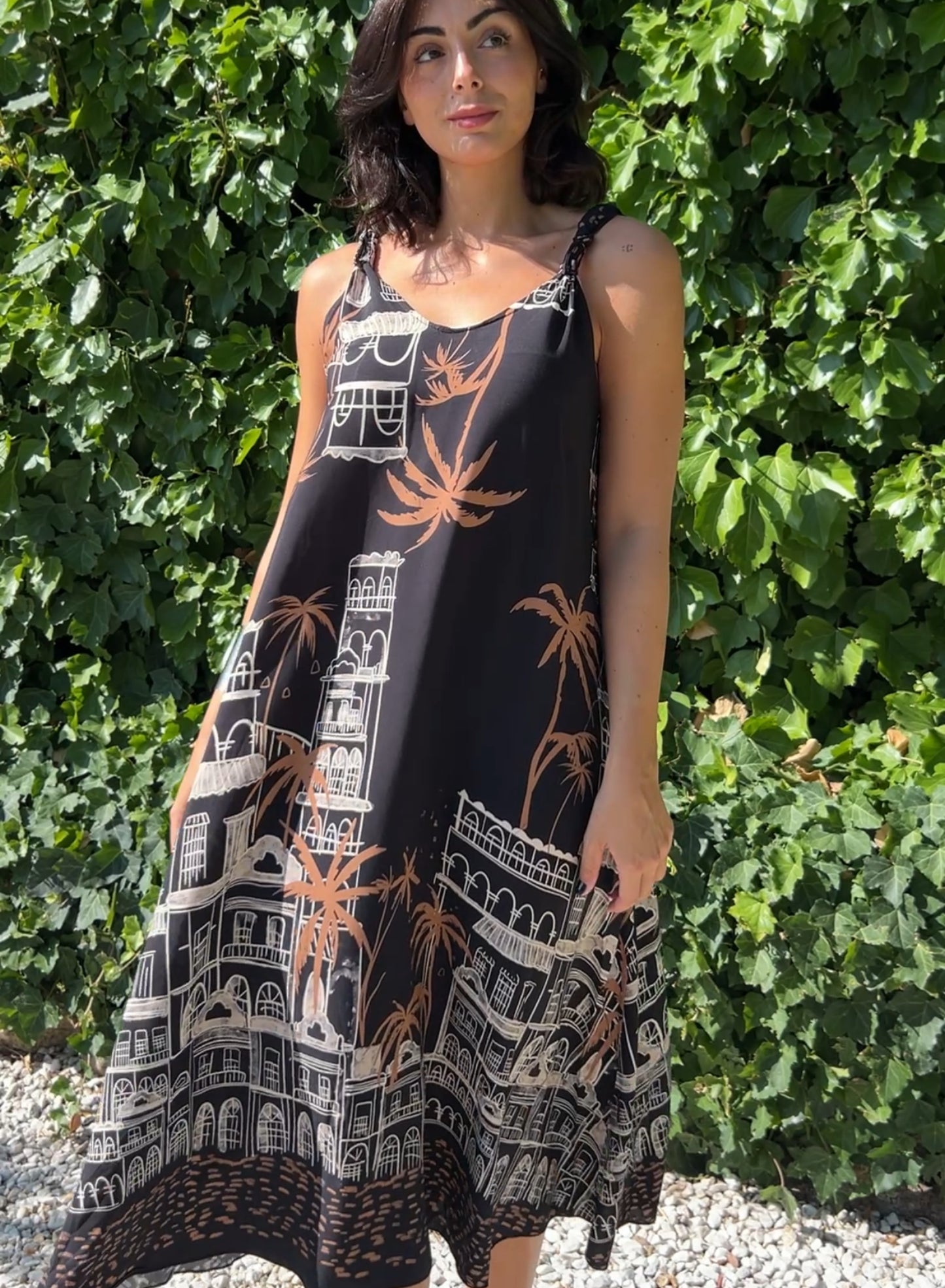Black palm dress