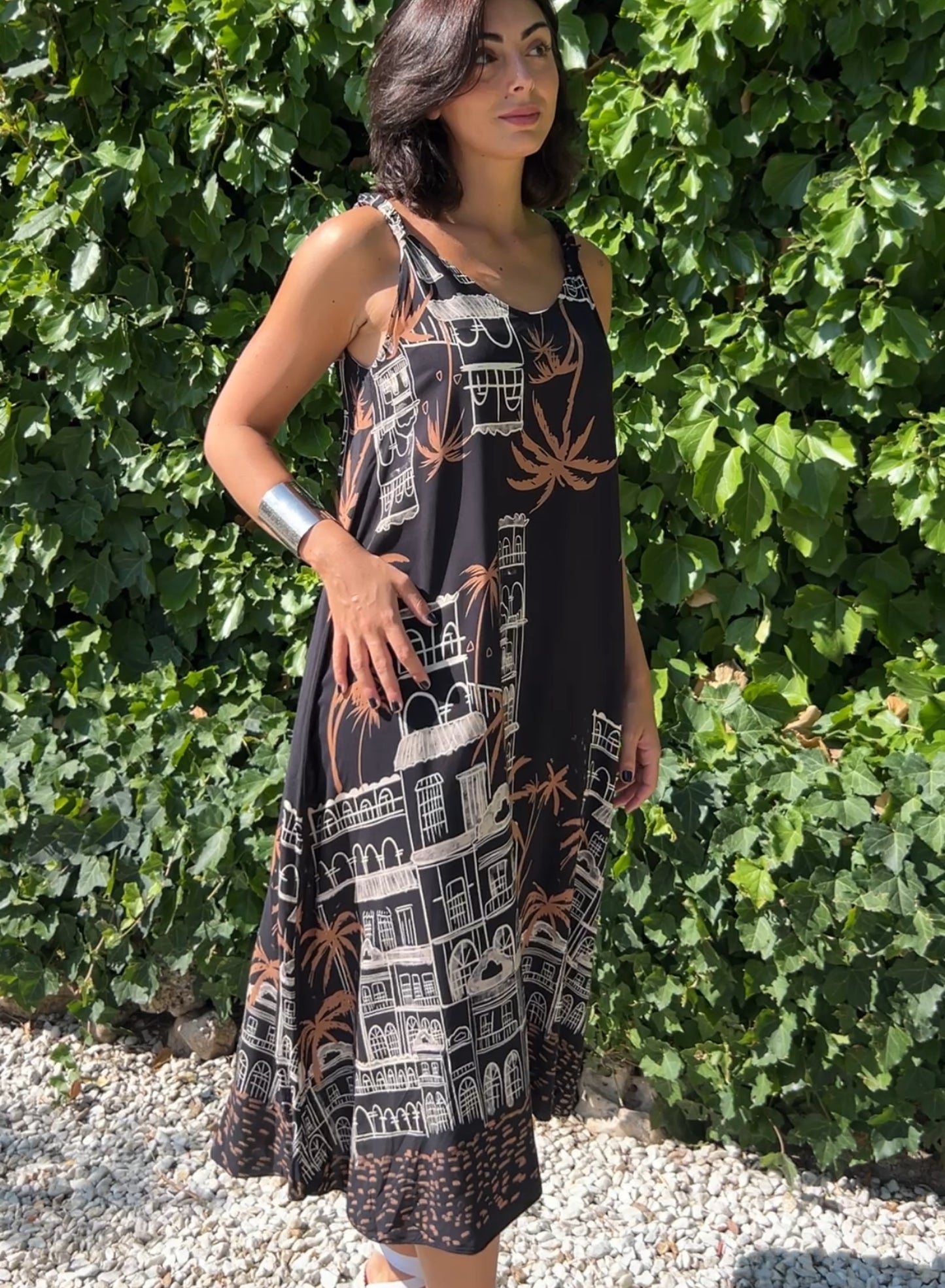 Black palm dress
