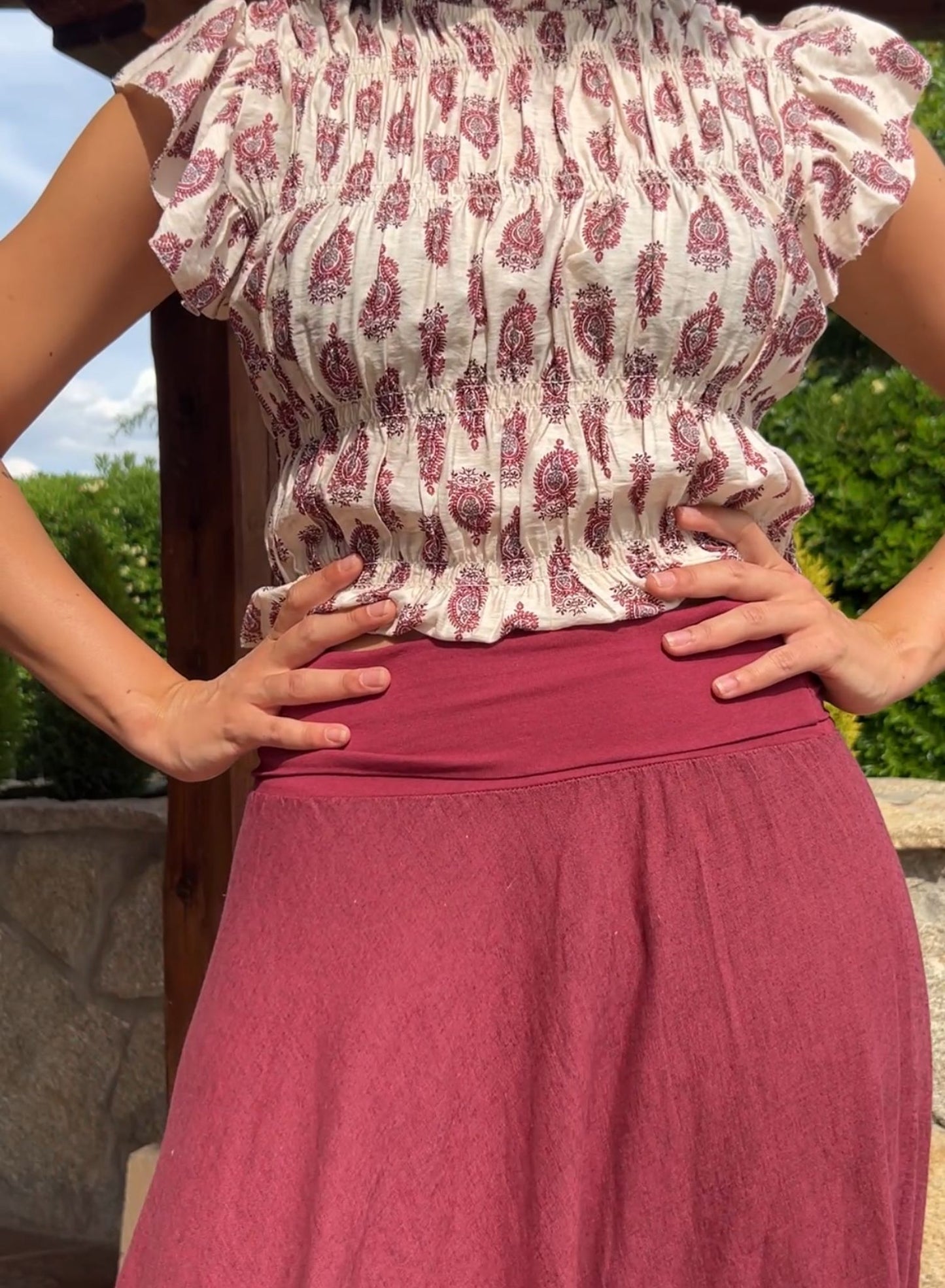 Falda cinturilla granate
