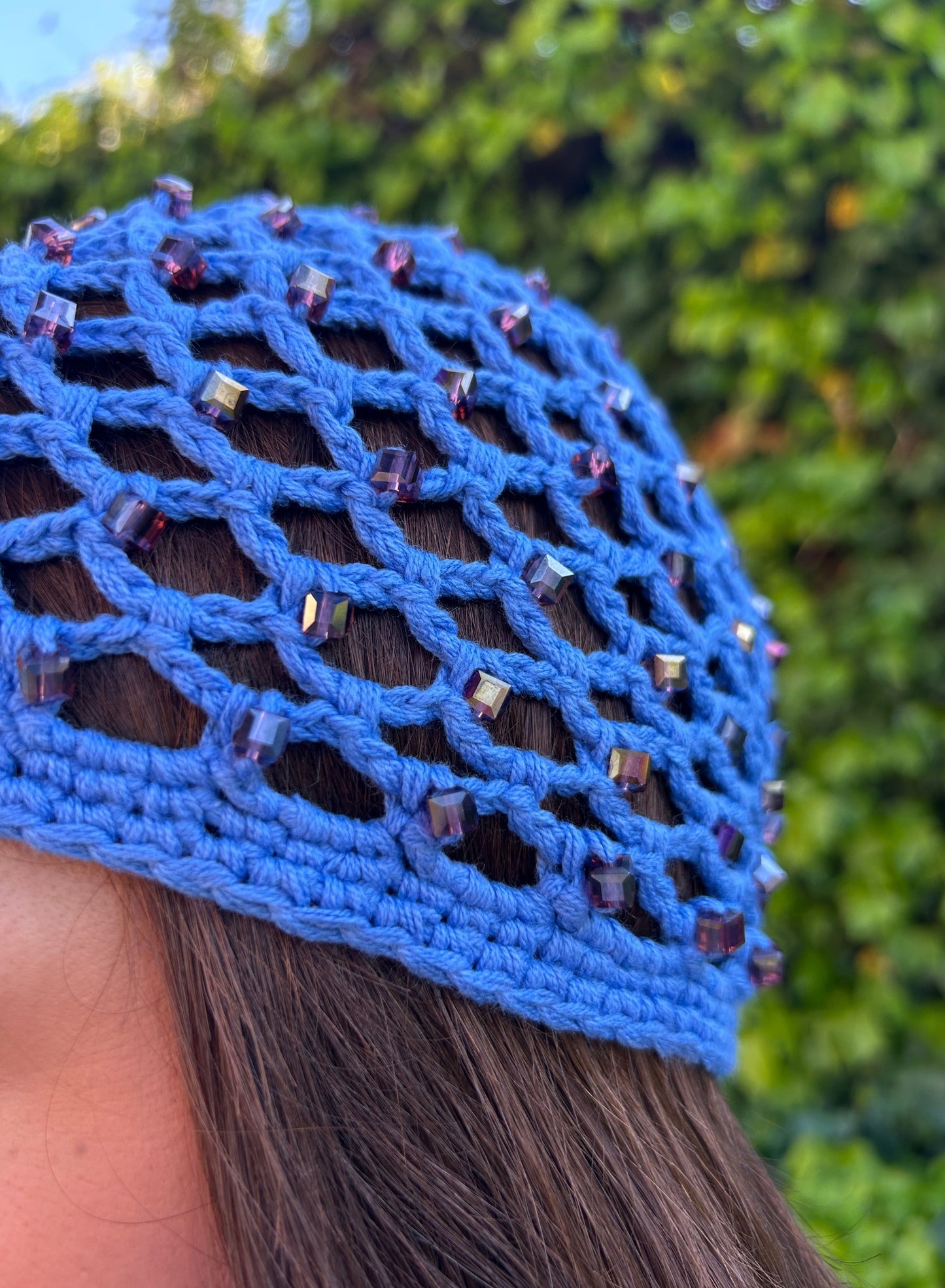Blue crochet hat