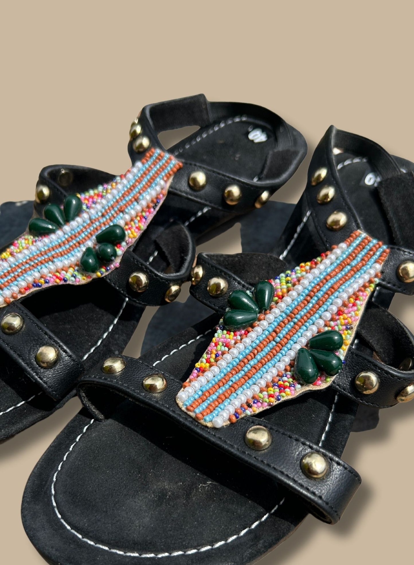 Black stone sandals