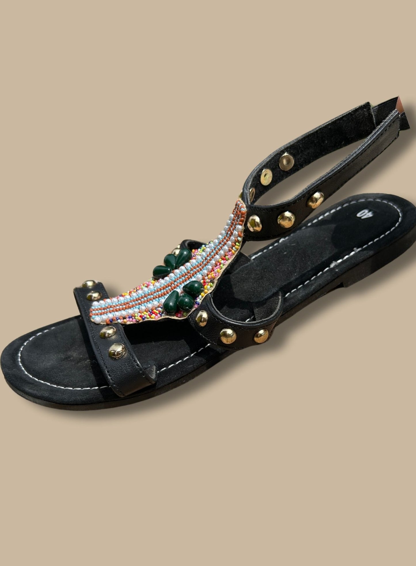 Black stone sandals