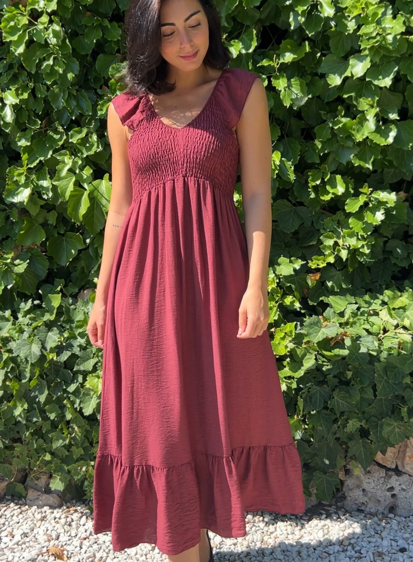 Vestido zarela granate