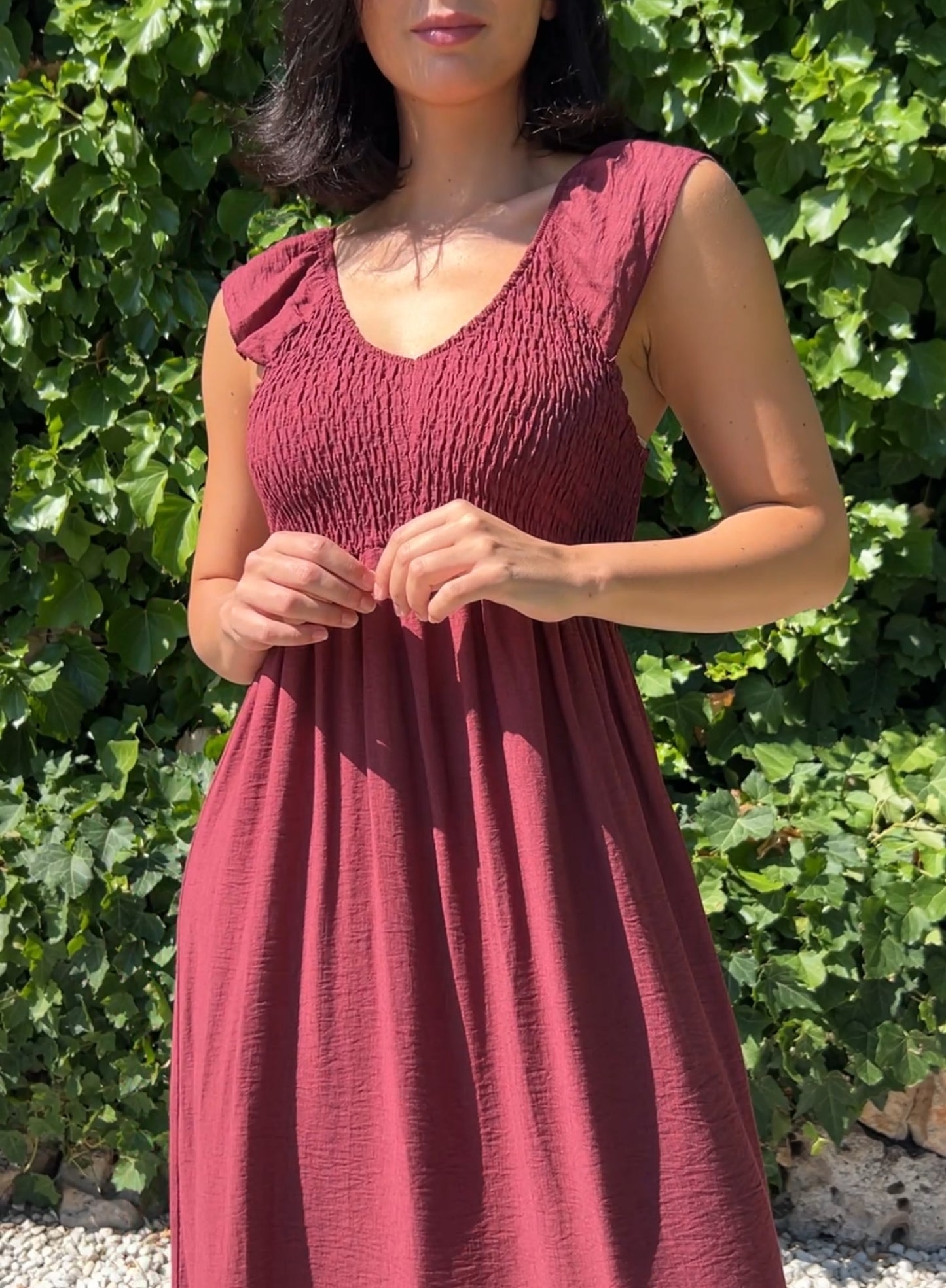 Vestido zarela granate
