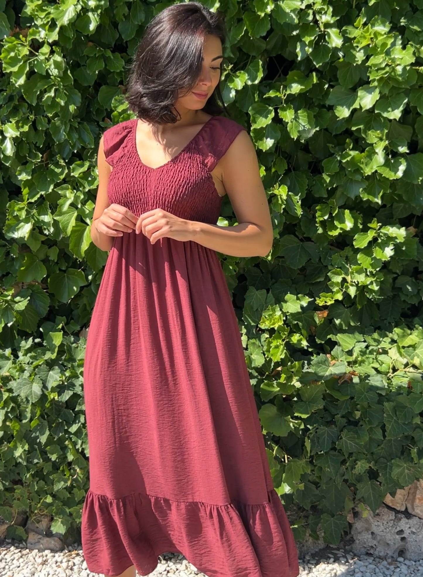 Vestido zarela granate