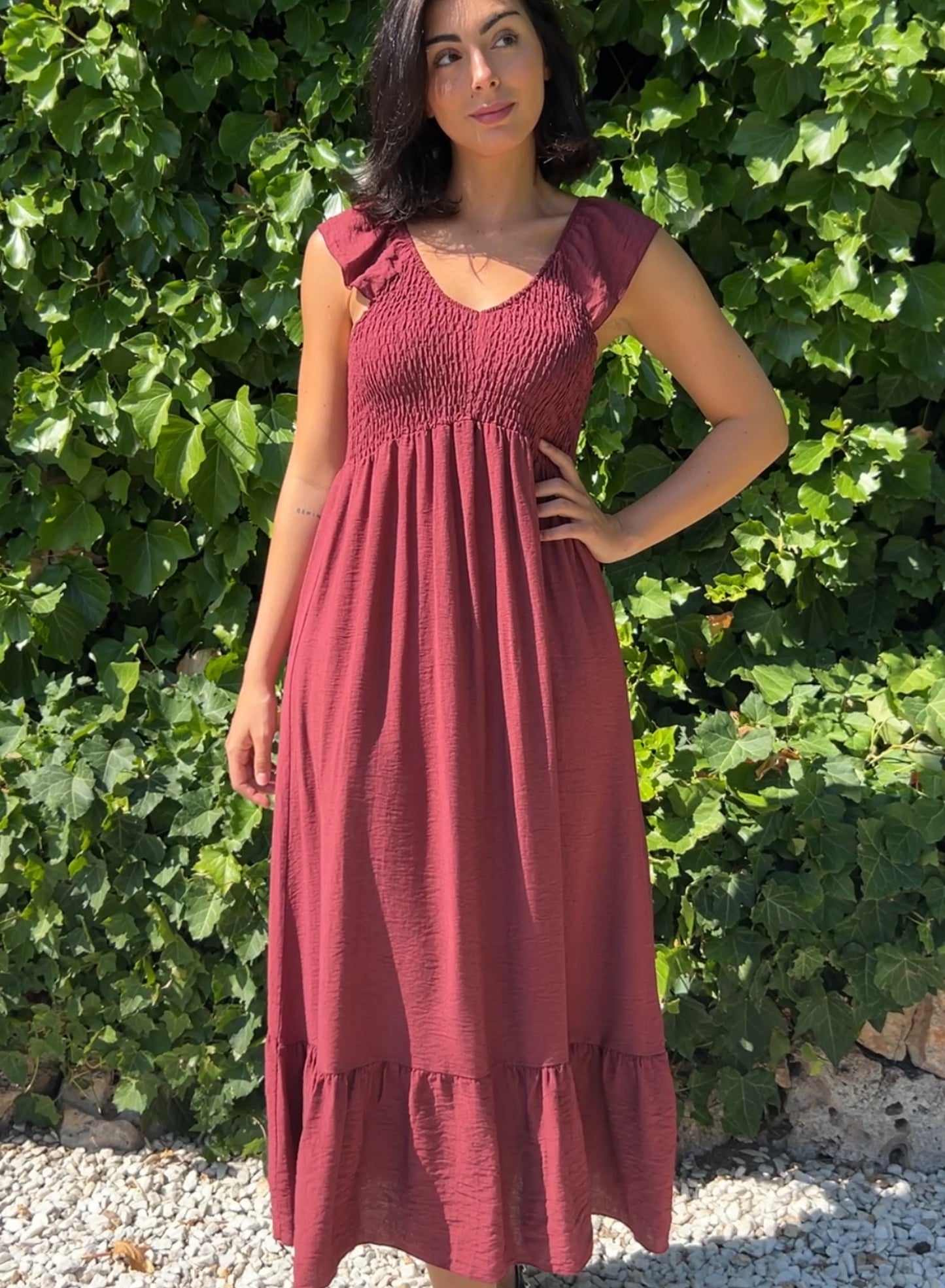 Vestido zarela granate