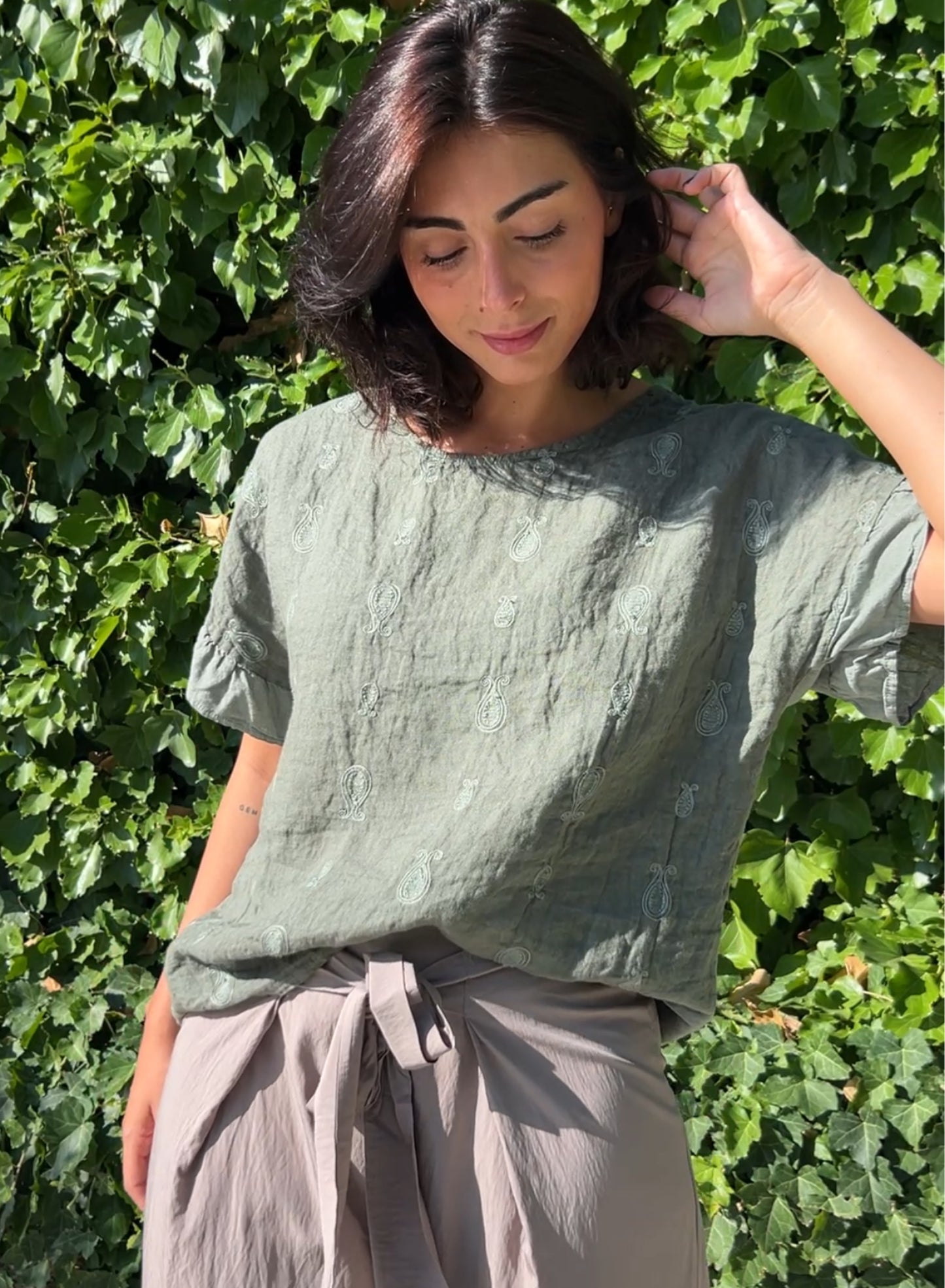 Camiseta lino verde