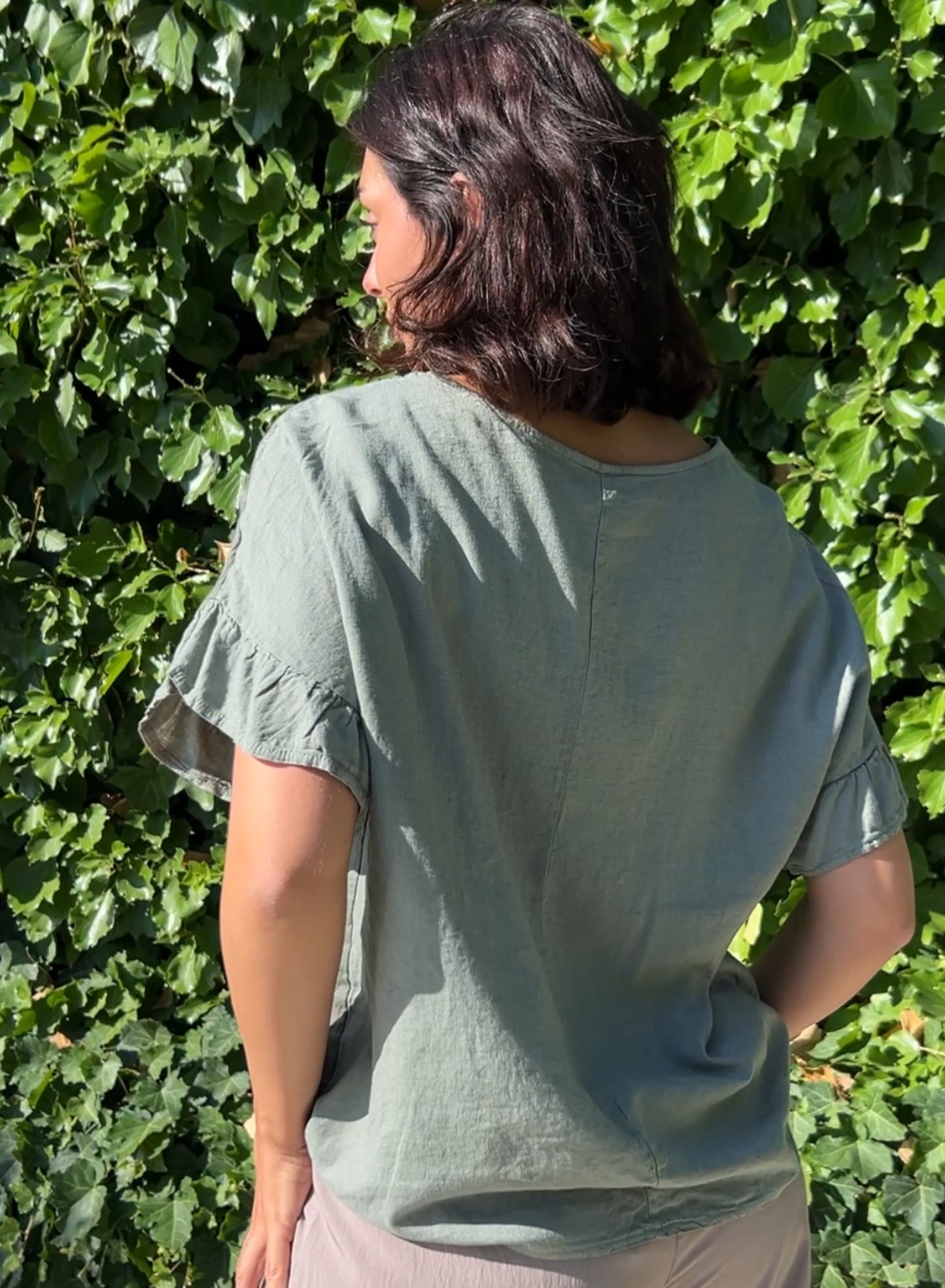 Camiseta lino verde