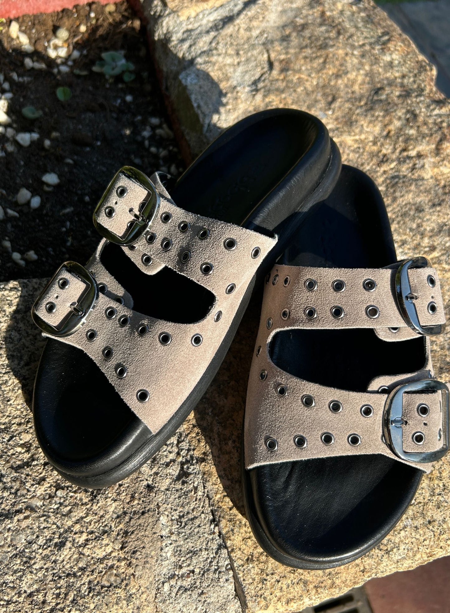 Leather stone sandals