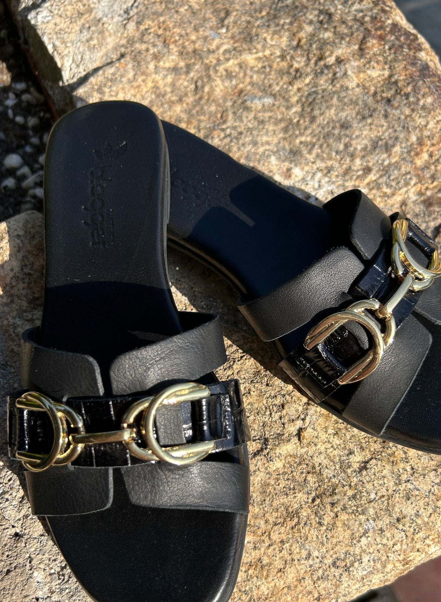 Leather stone sandals