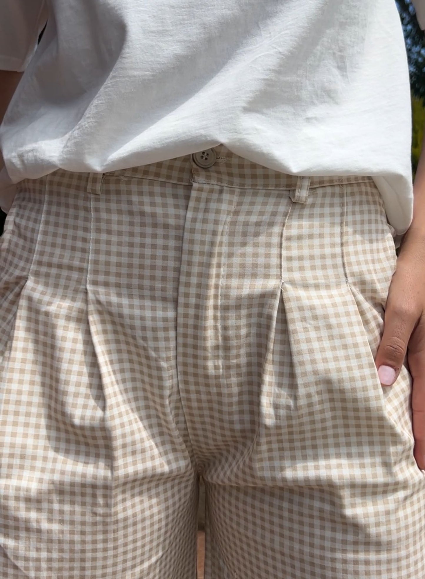 Pantalón vichy beige