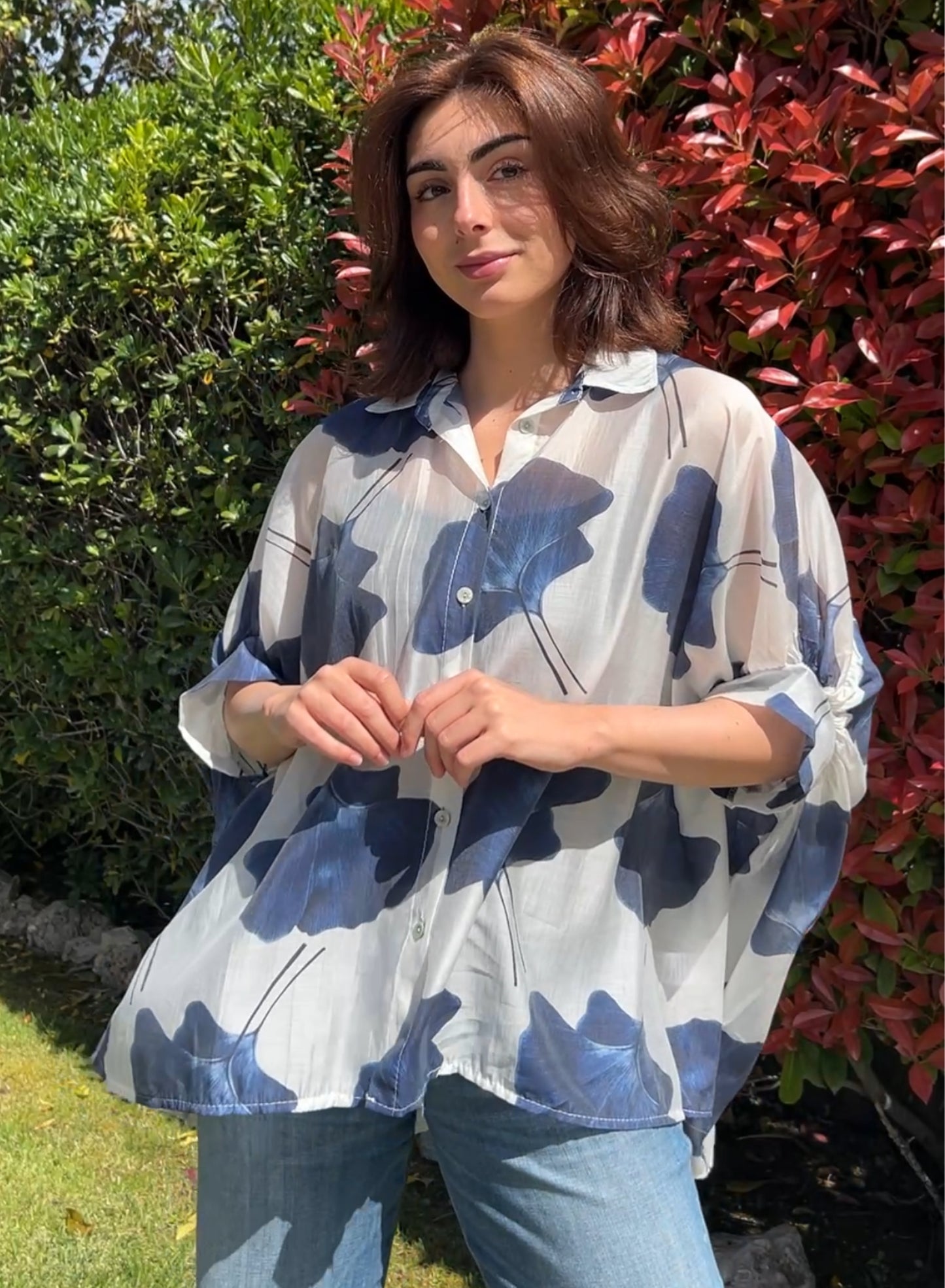 Camisa flores azul
