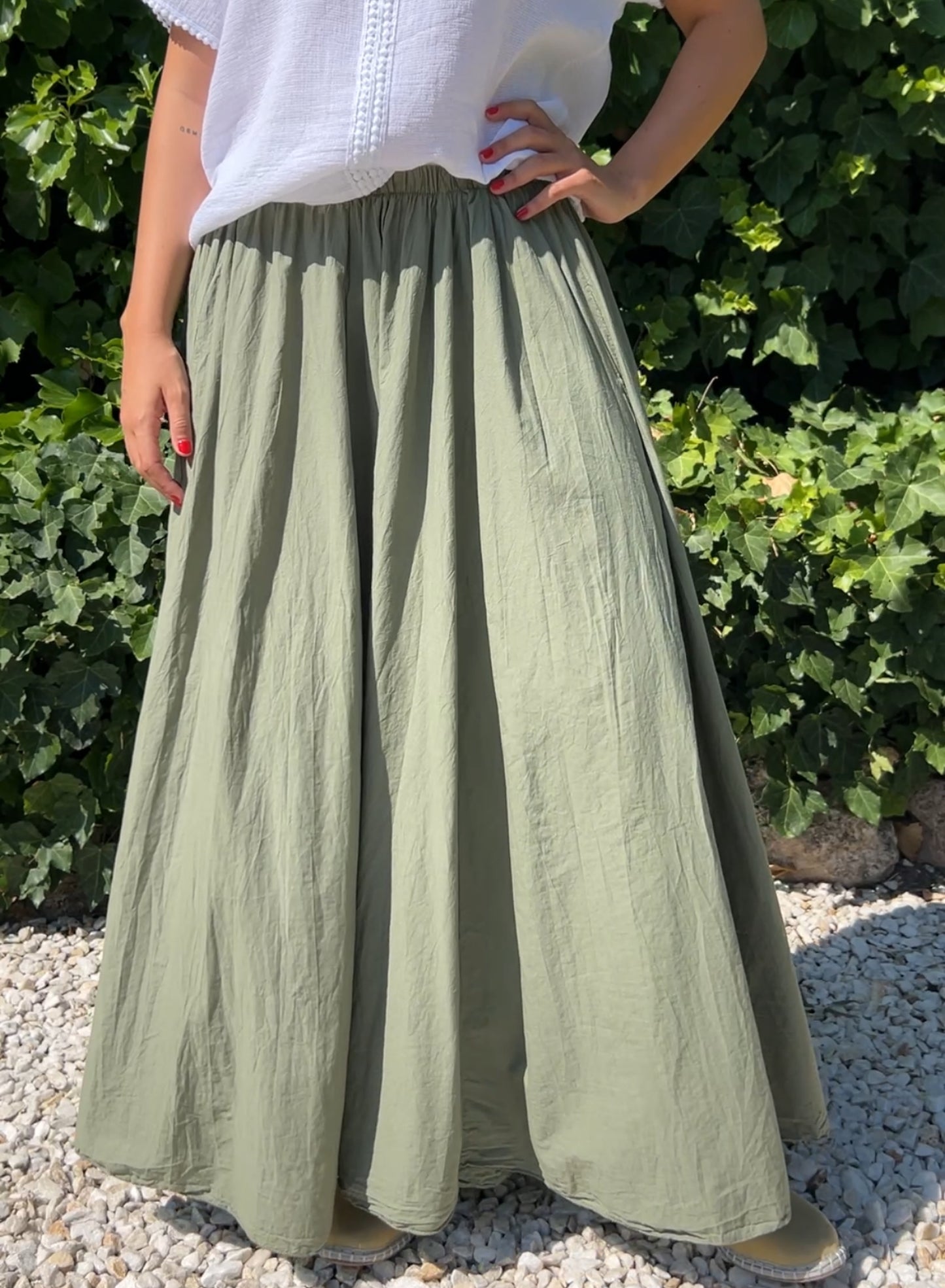 Falda plisada verde