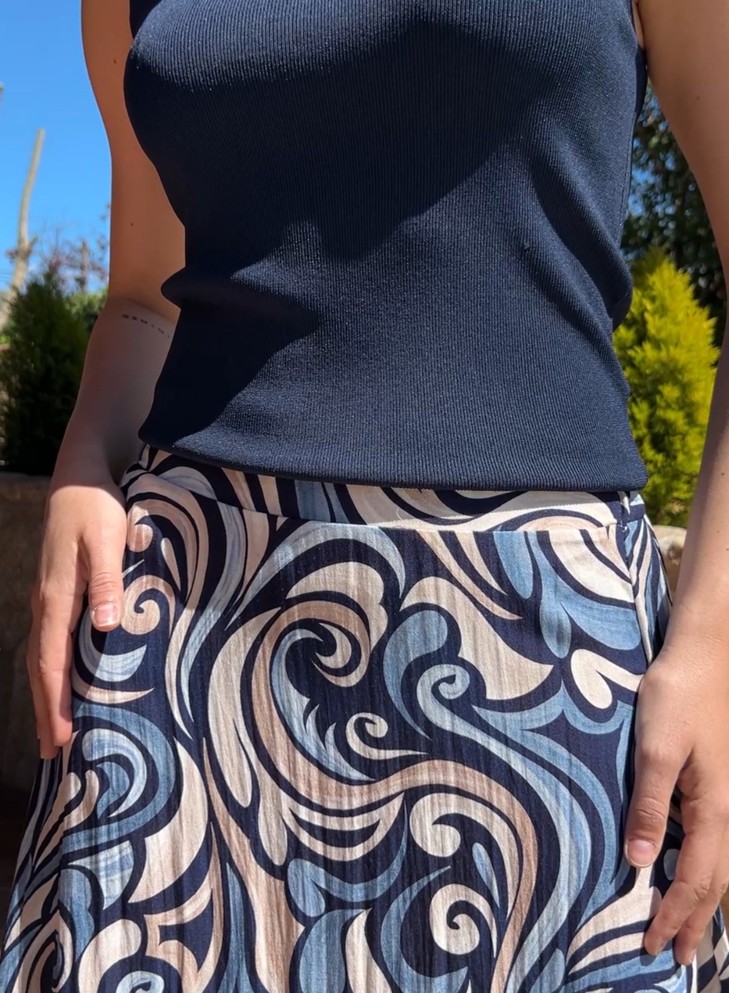 Blue printed skirt