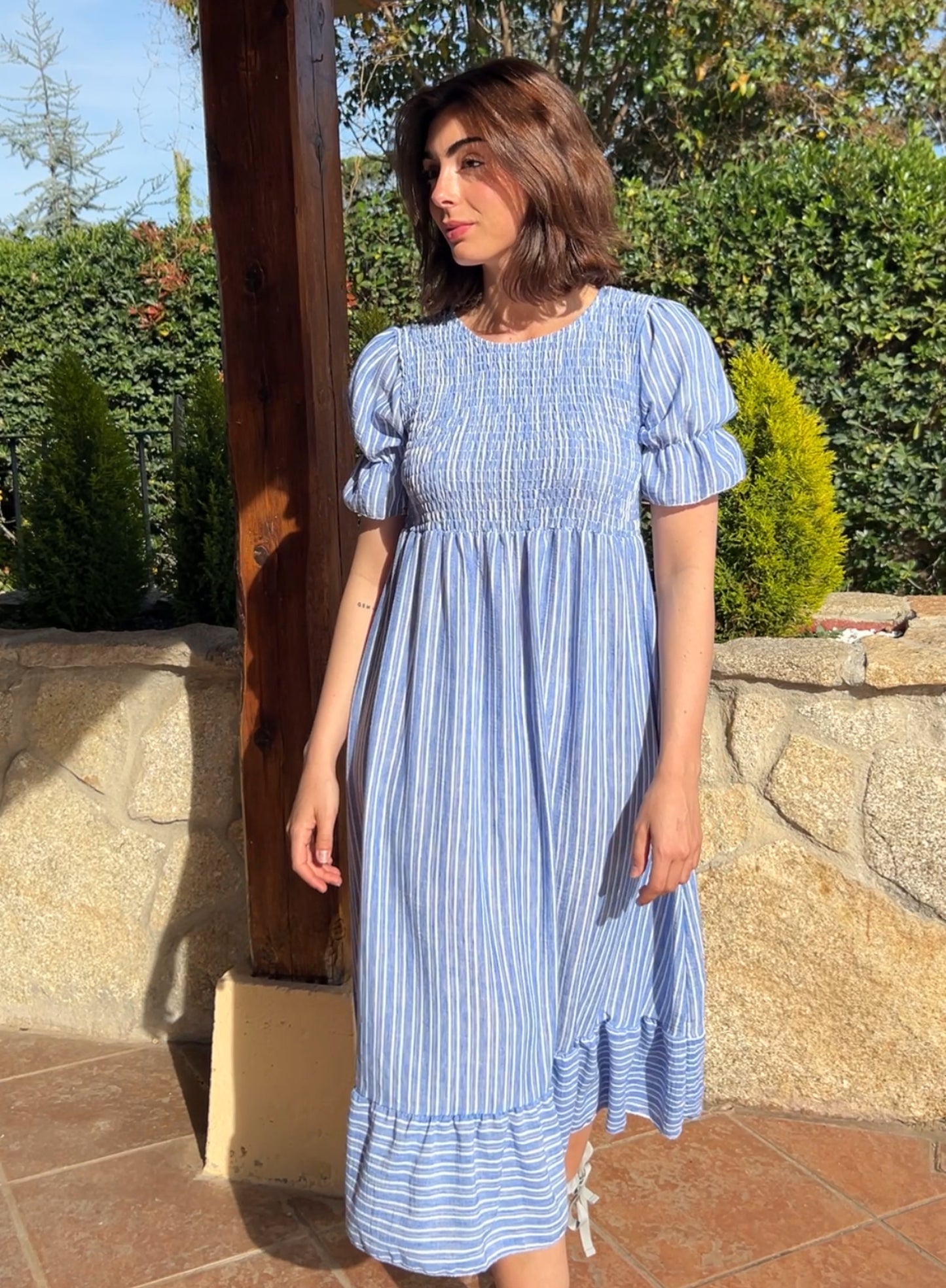 Blue striped dress
