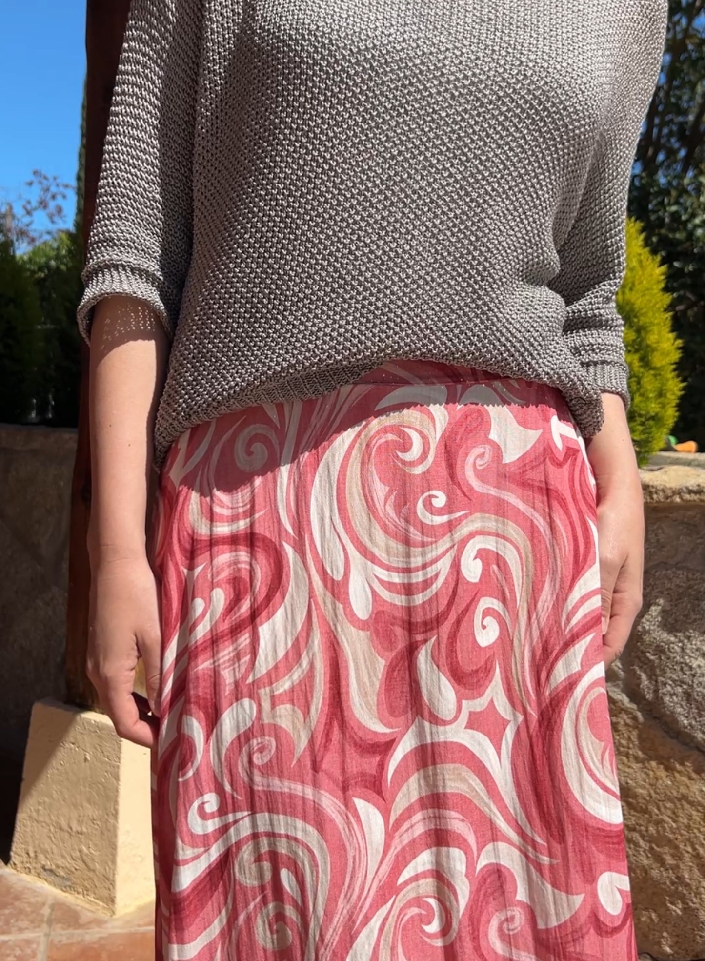 Pink printed skirt