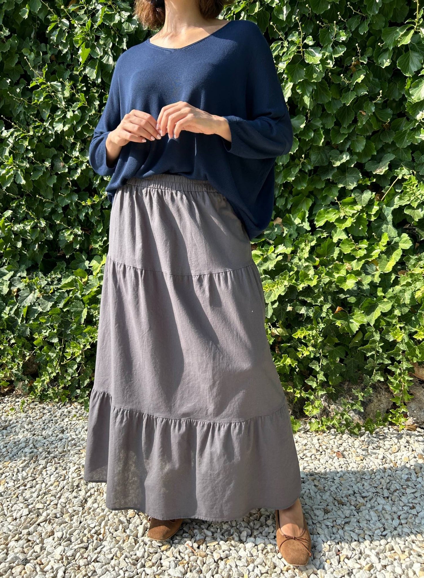 Falda larga gris