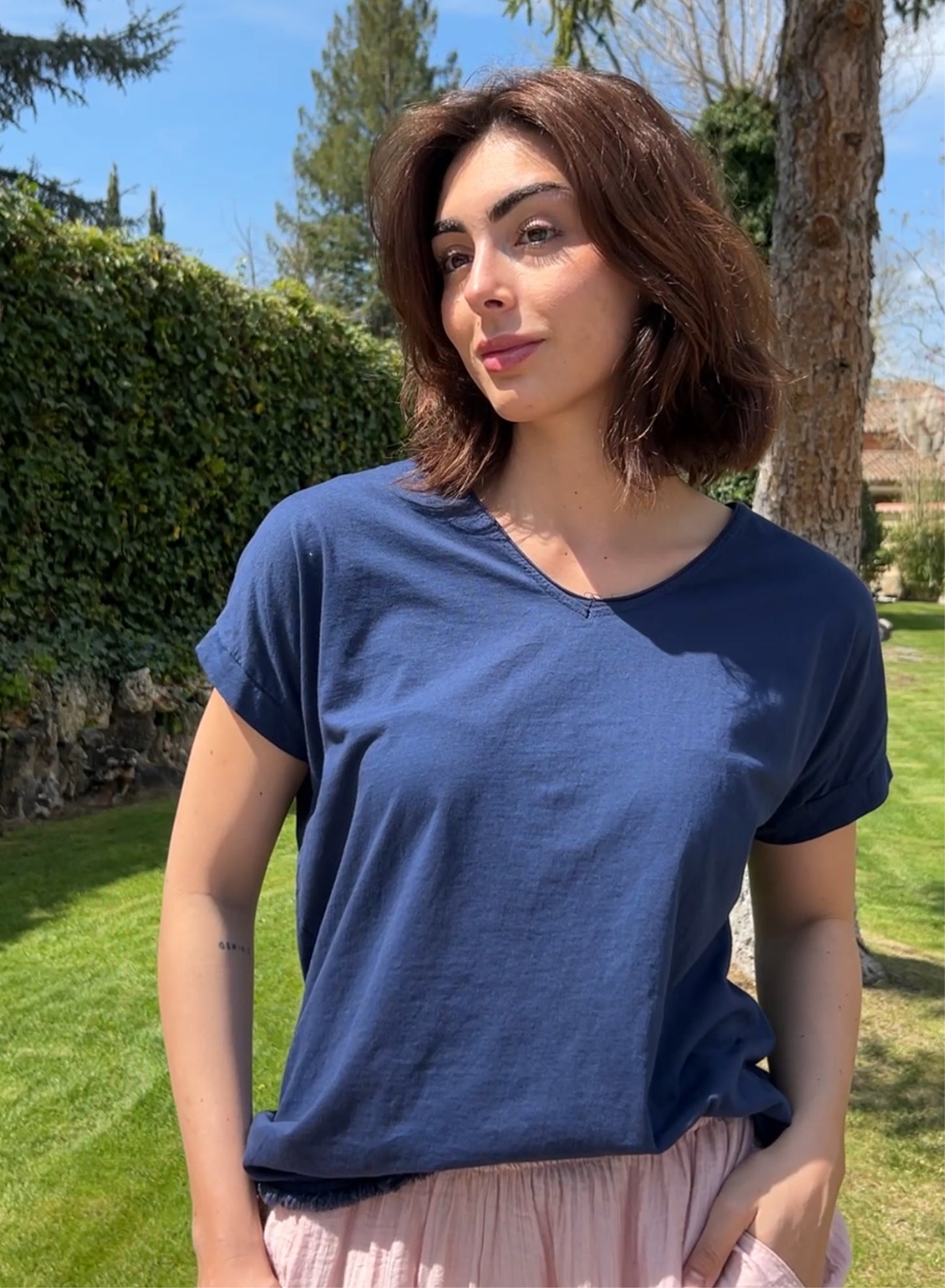 Blue fringed t-shirt