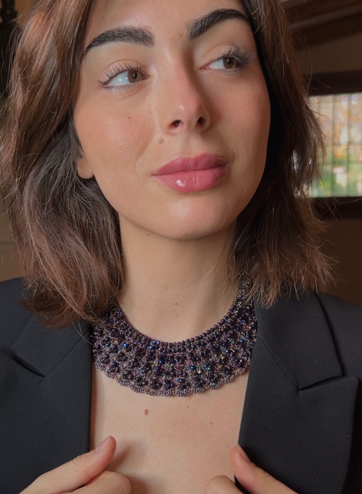 Choker cristal morado