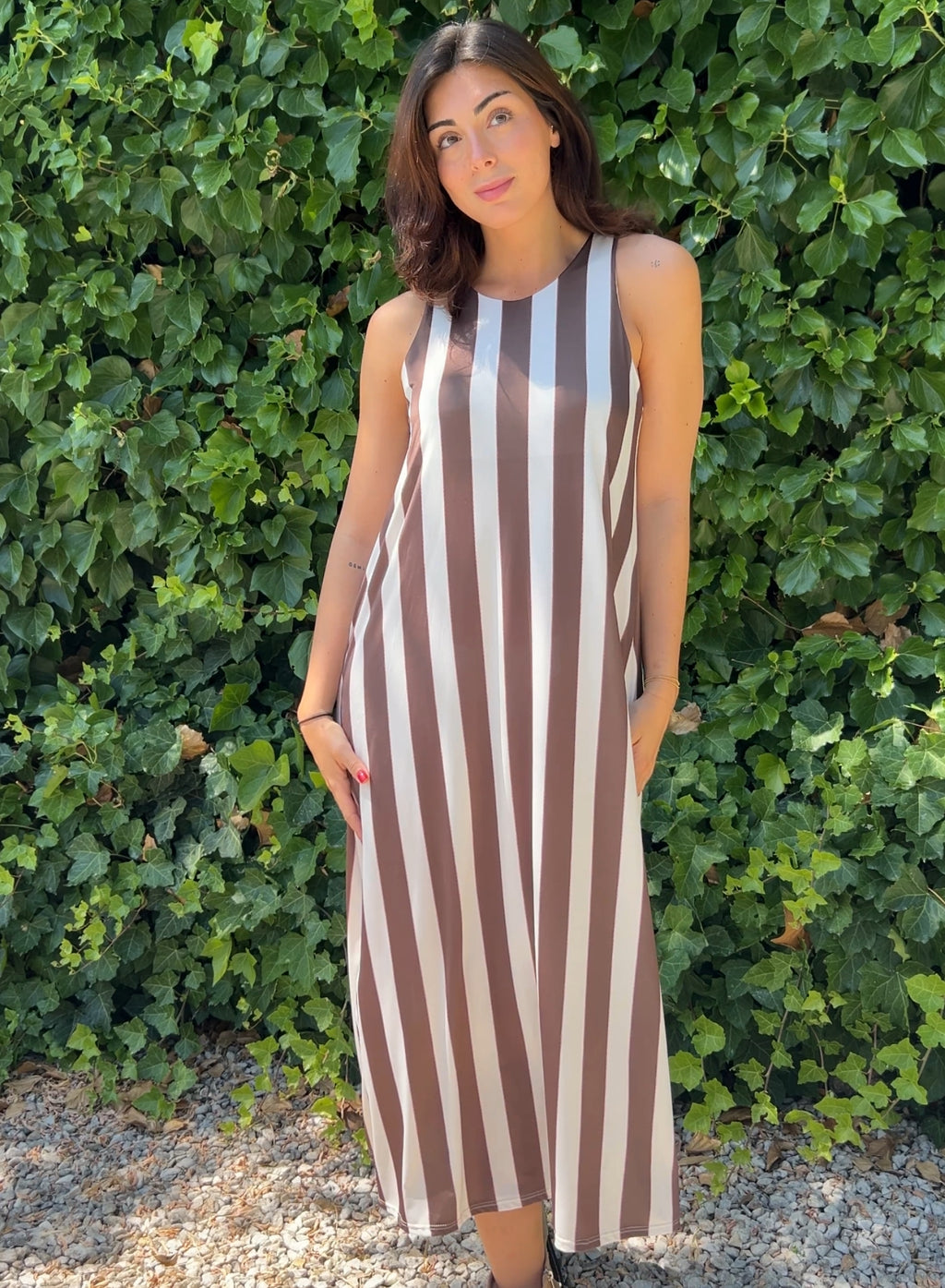 Vestido rayas choco
