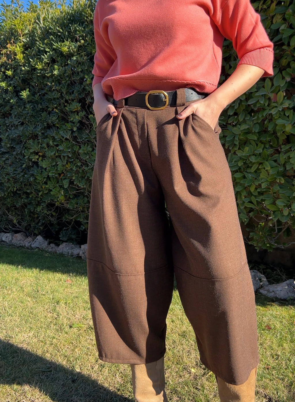 Pantalón globo marrón