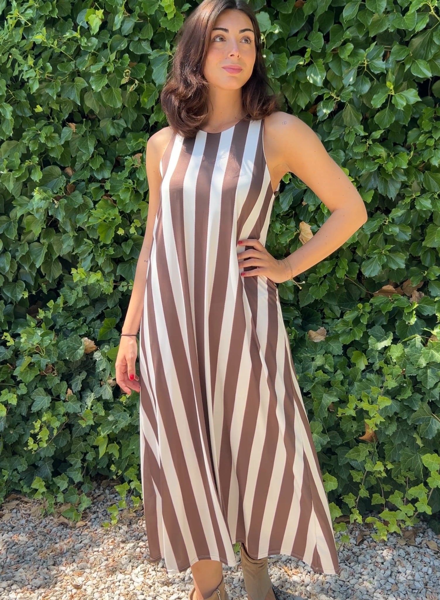 Vestido rayas choco