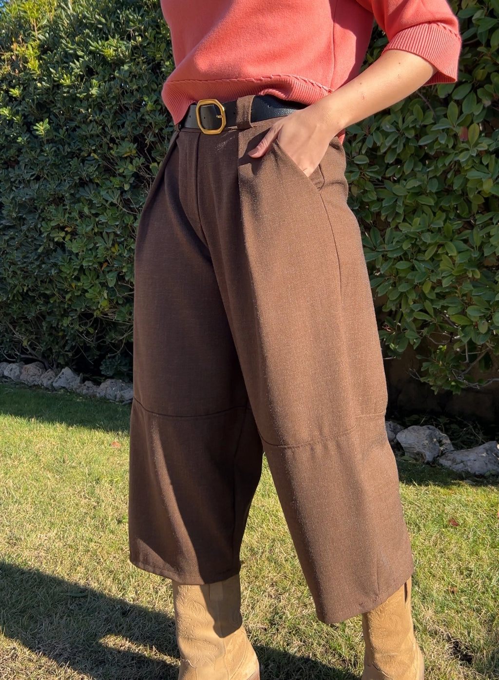 Pantalón globo marrón