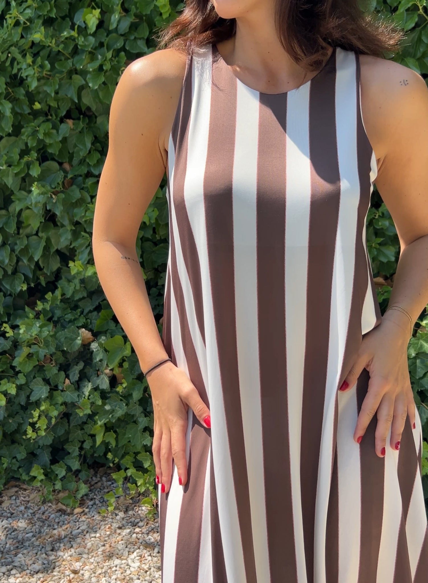 Vestido rayas choco