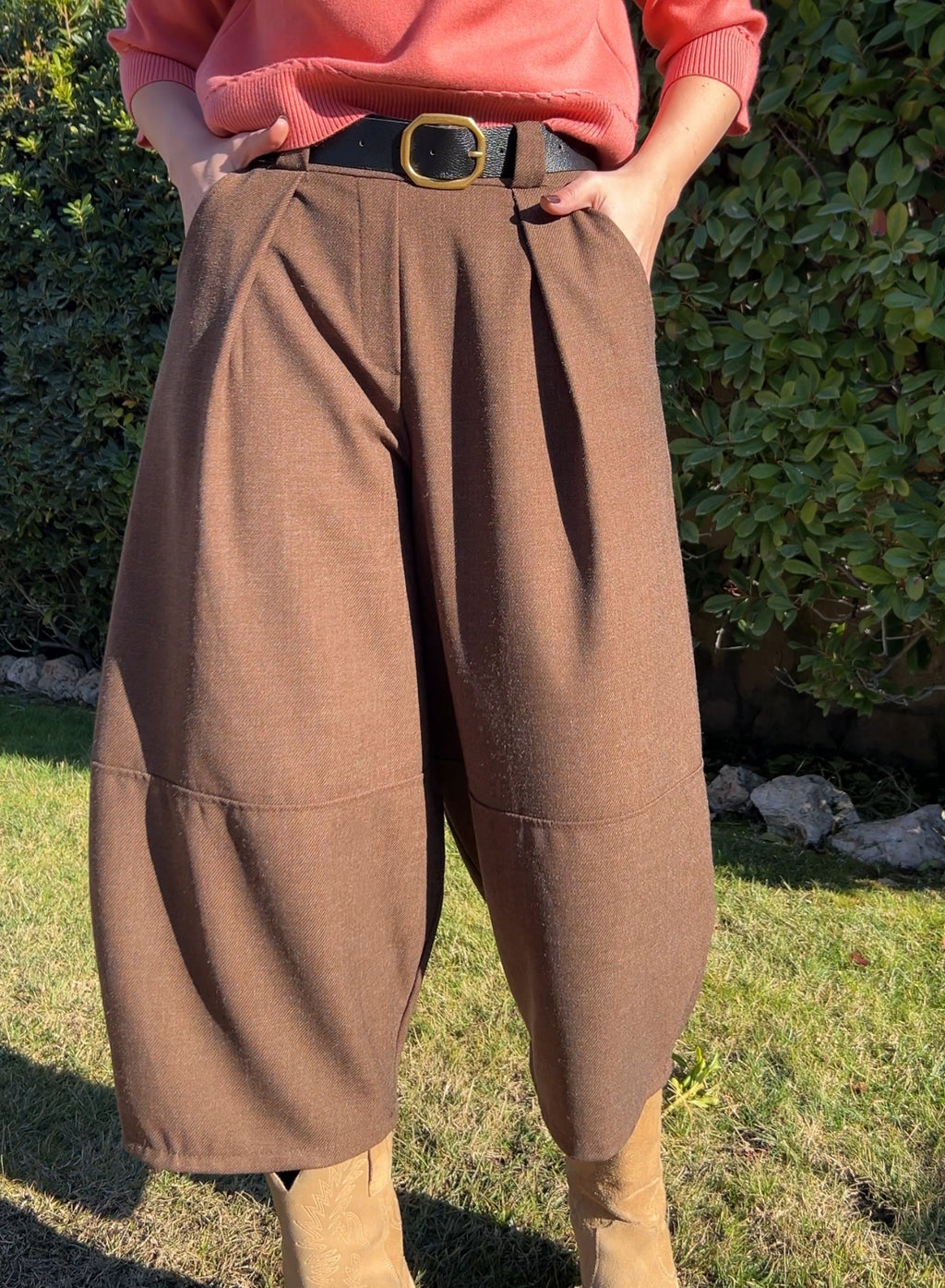 Pantalón globo marrón