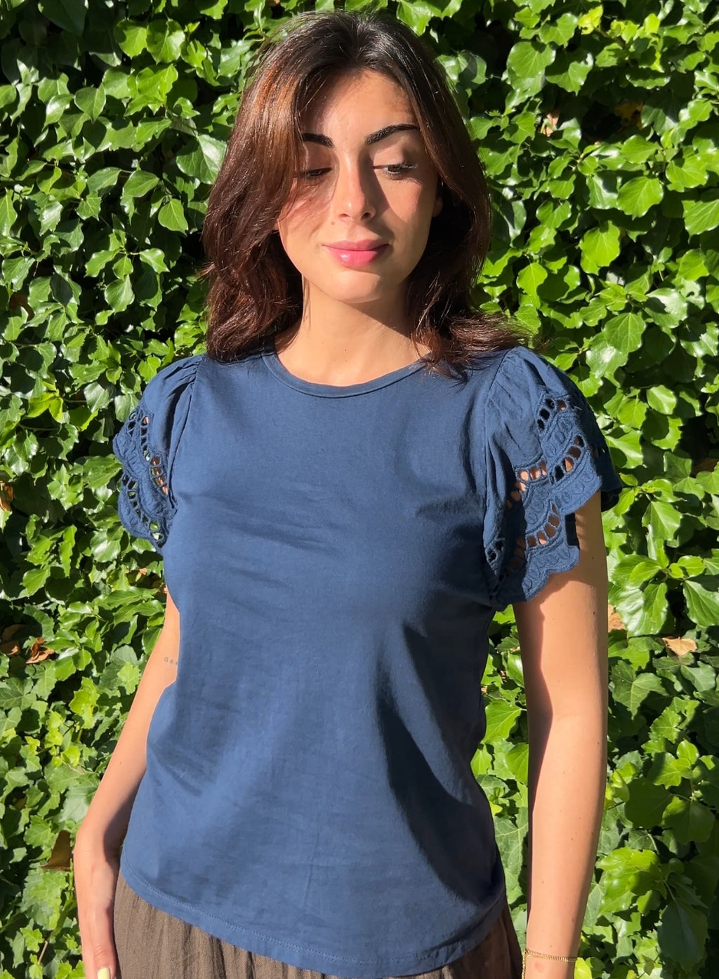 Camiseta encaje marino