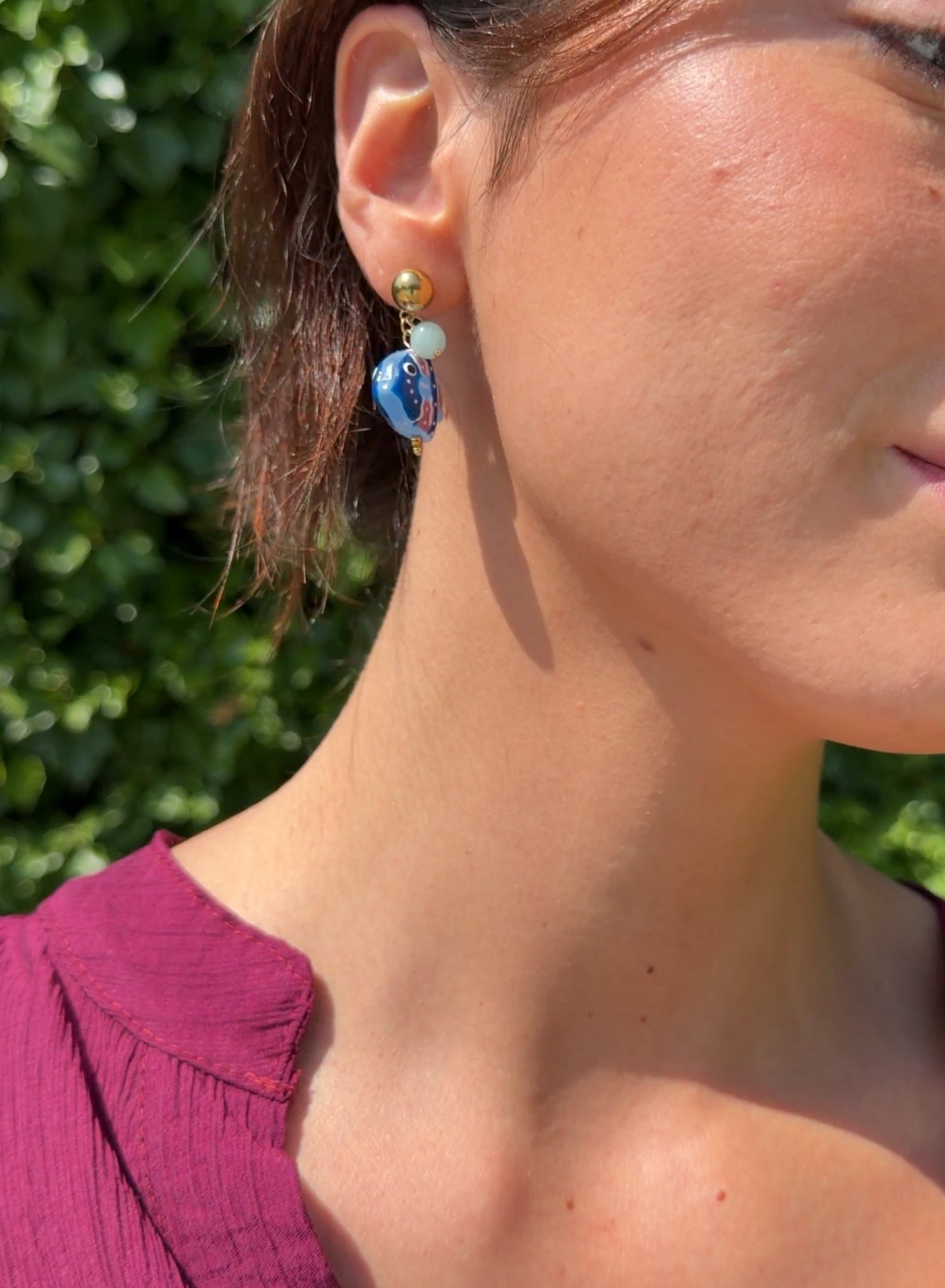 Pendientes pez XL piedra