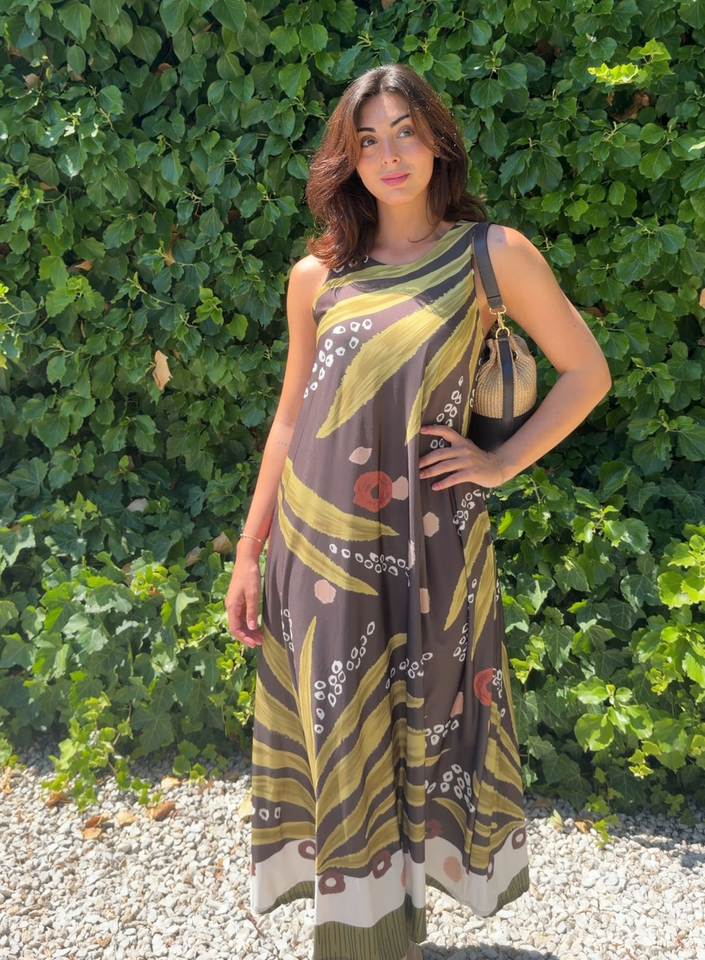 Vestido licra hojas