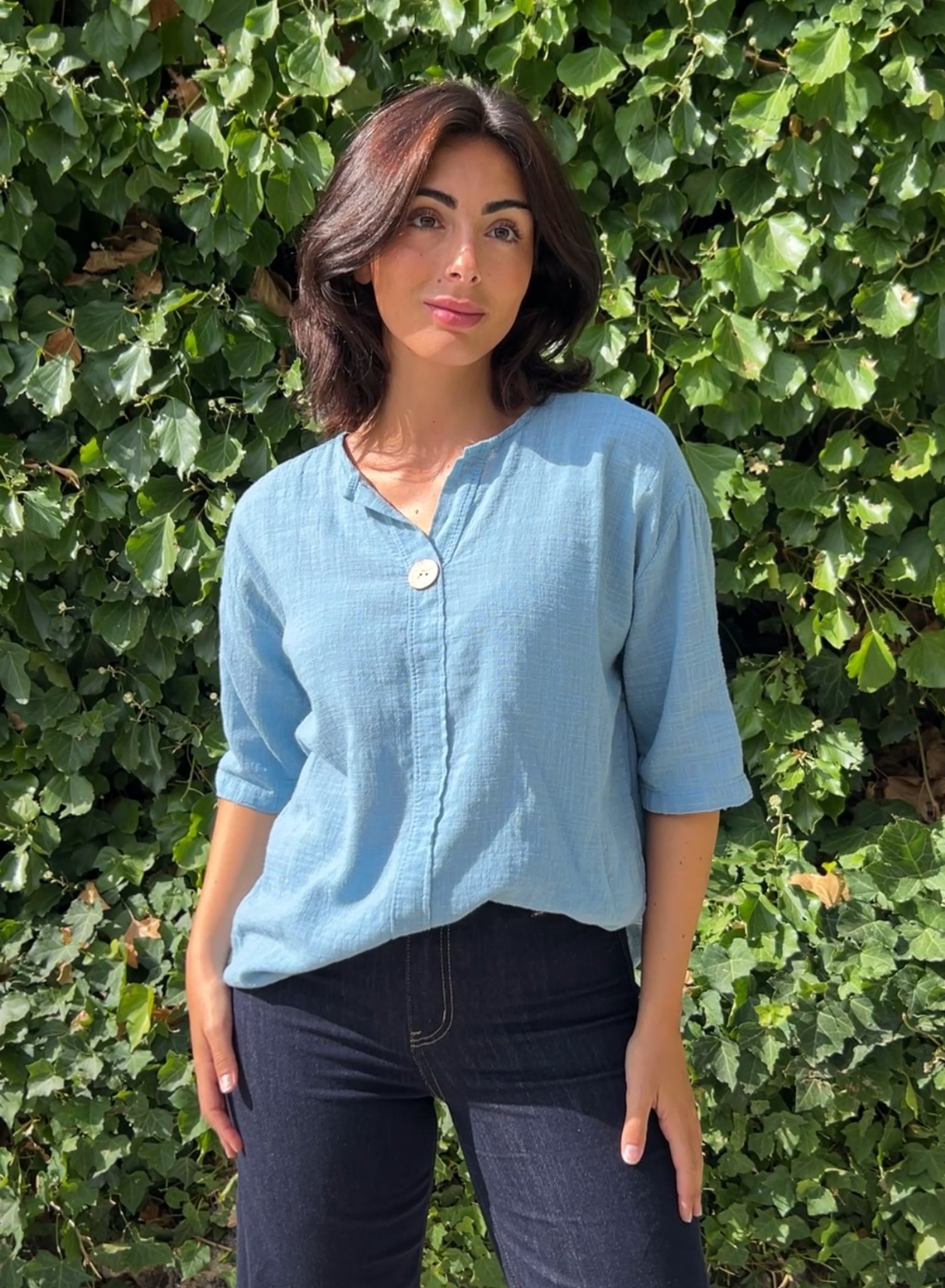 Camisa algodón azul
