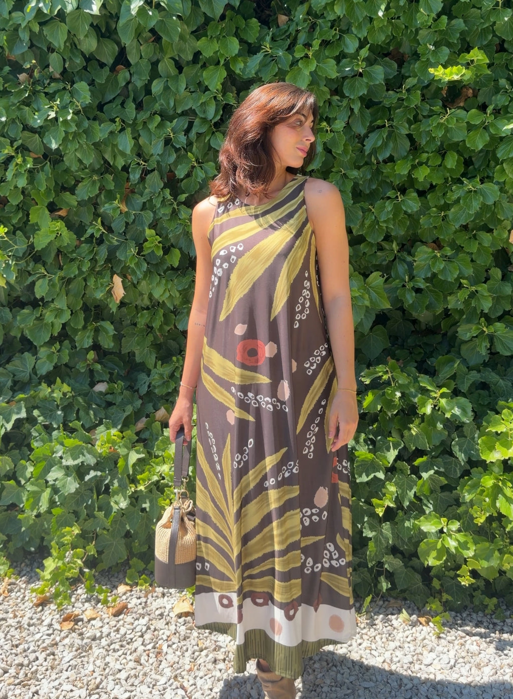 Vestido licra hojas