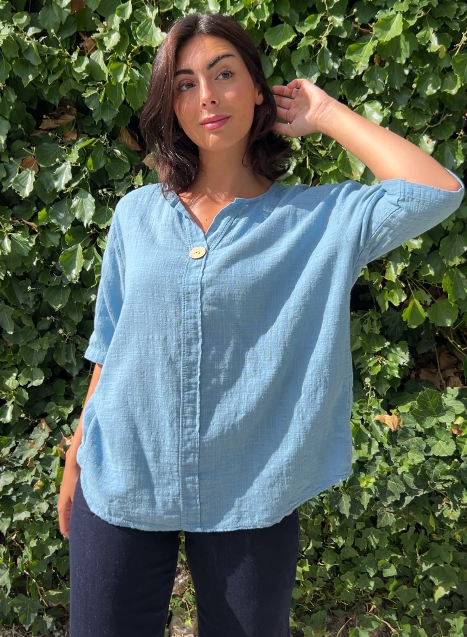 Camisa algodón azul