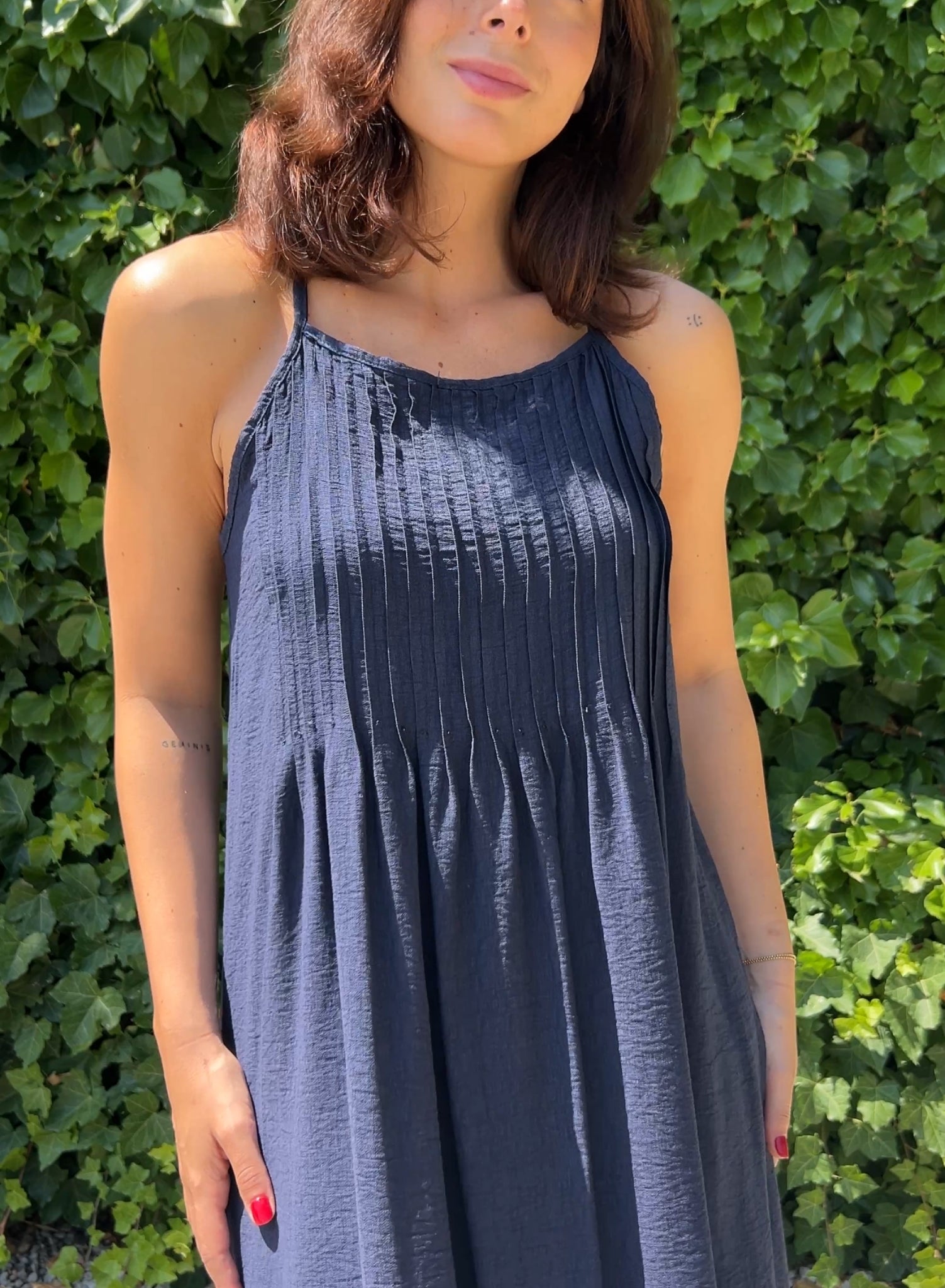 Vestido jaretas marino