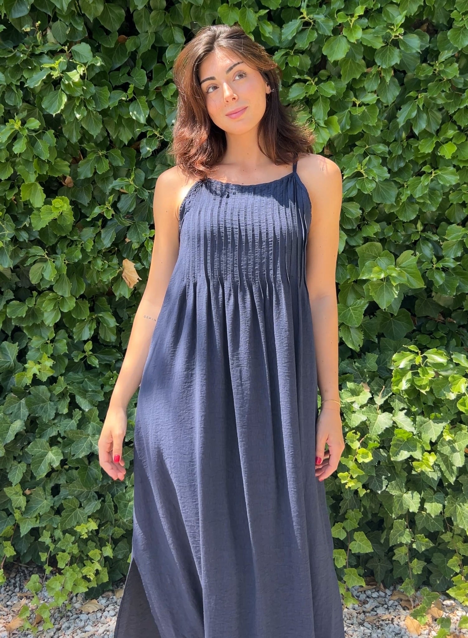 Vestido jaretas marino