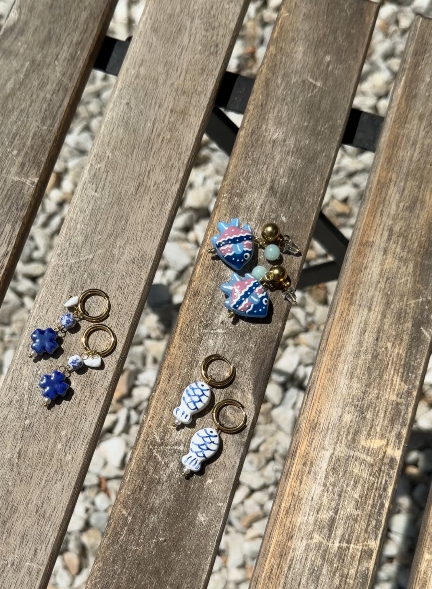 Pendientes pez XL piedra