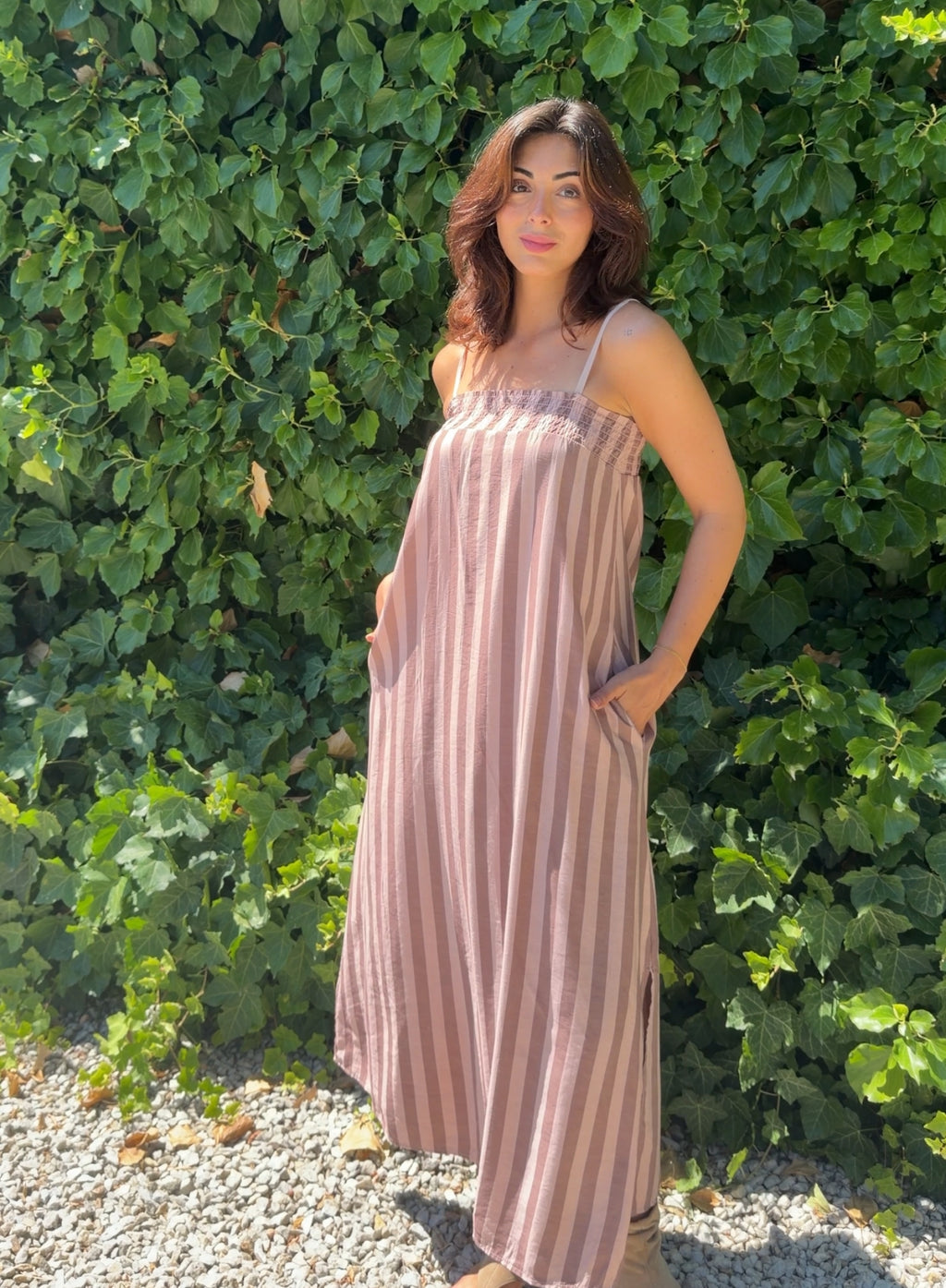 Vestido rayas rosa