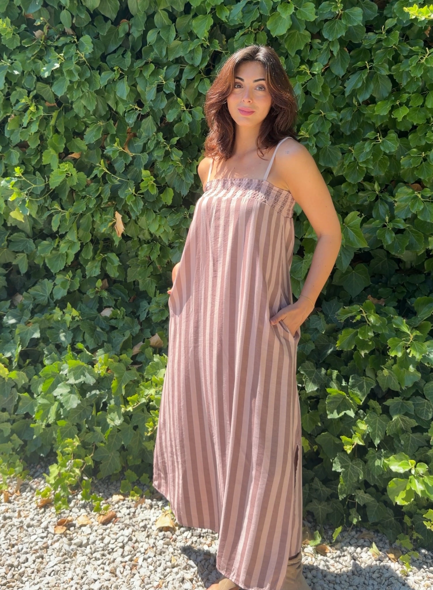 Vestido rayas rosa