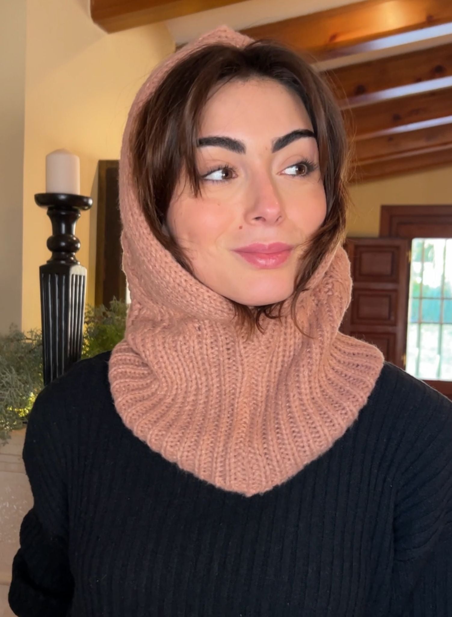 Balaclava trenzada rosa